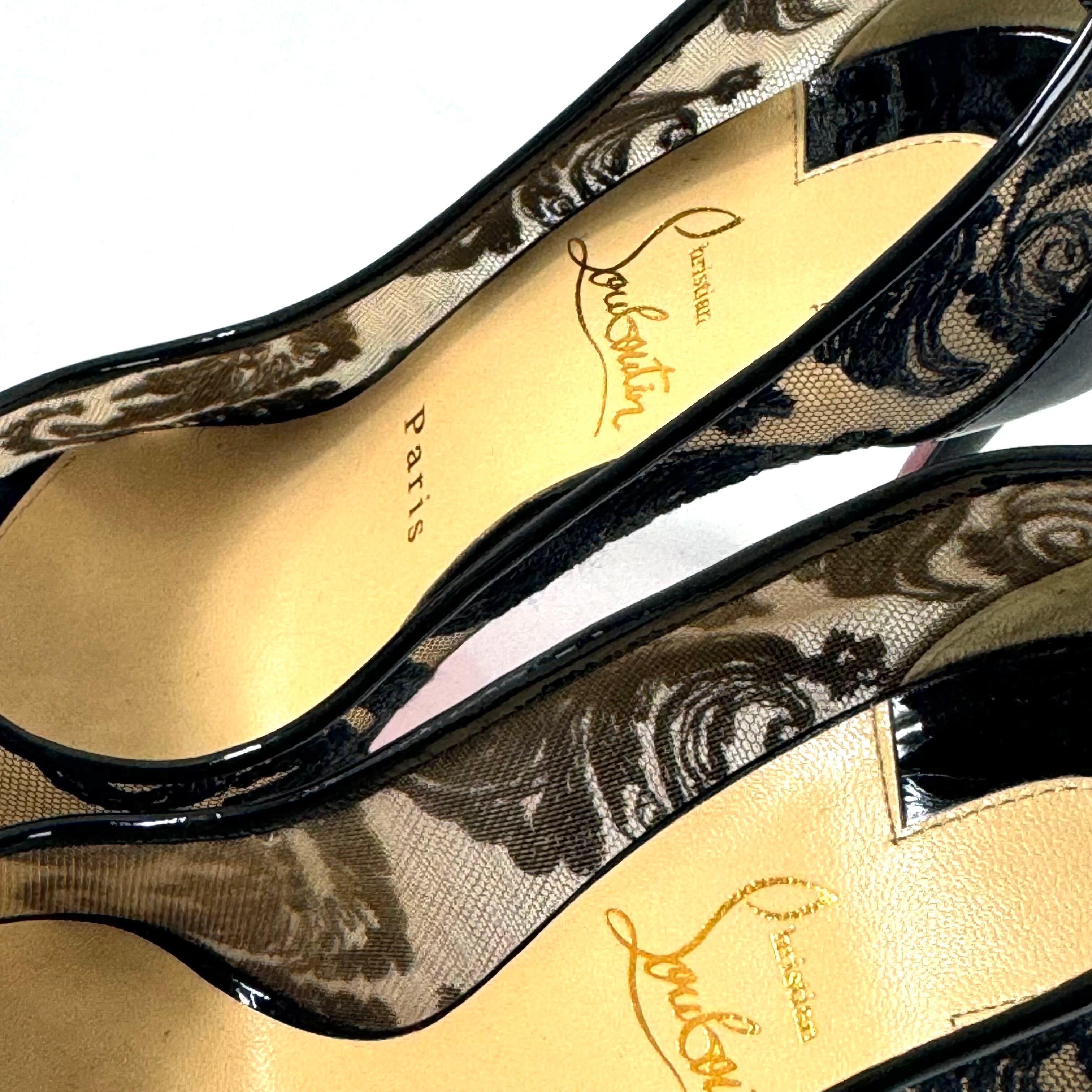 クリスチャンルブタン パンプス レース 100mm ピンヒール 黒 36.5