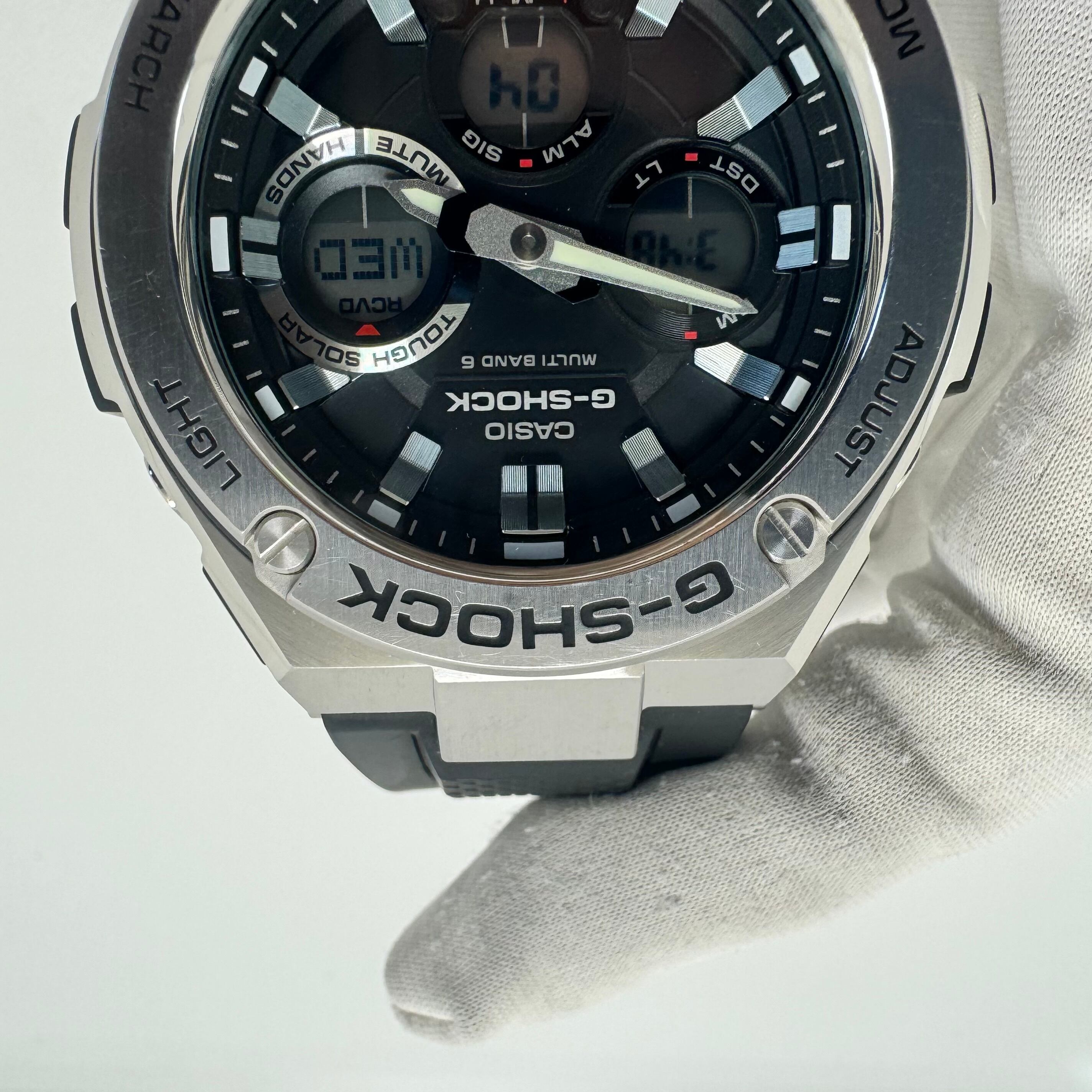 腕時計 メンズ カシオ G-SHOCK ジーショック ジースチール GST-W110D-1A9JF 電波ソーラー アナデジ 黒 ラバーベルト