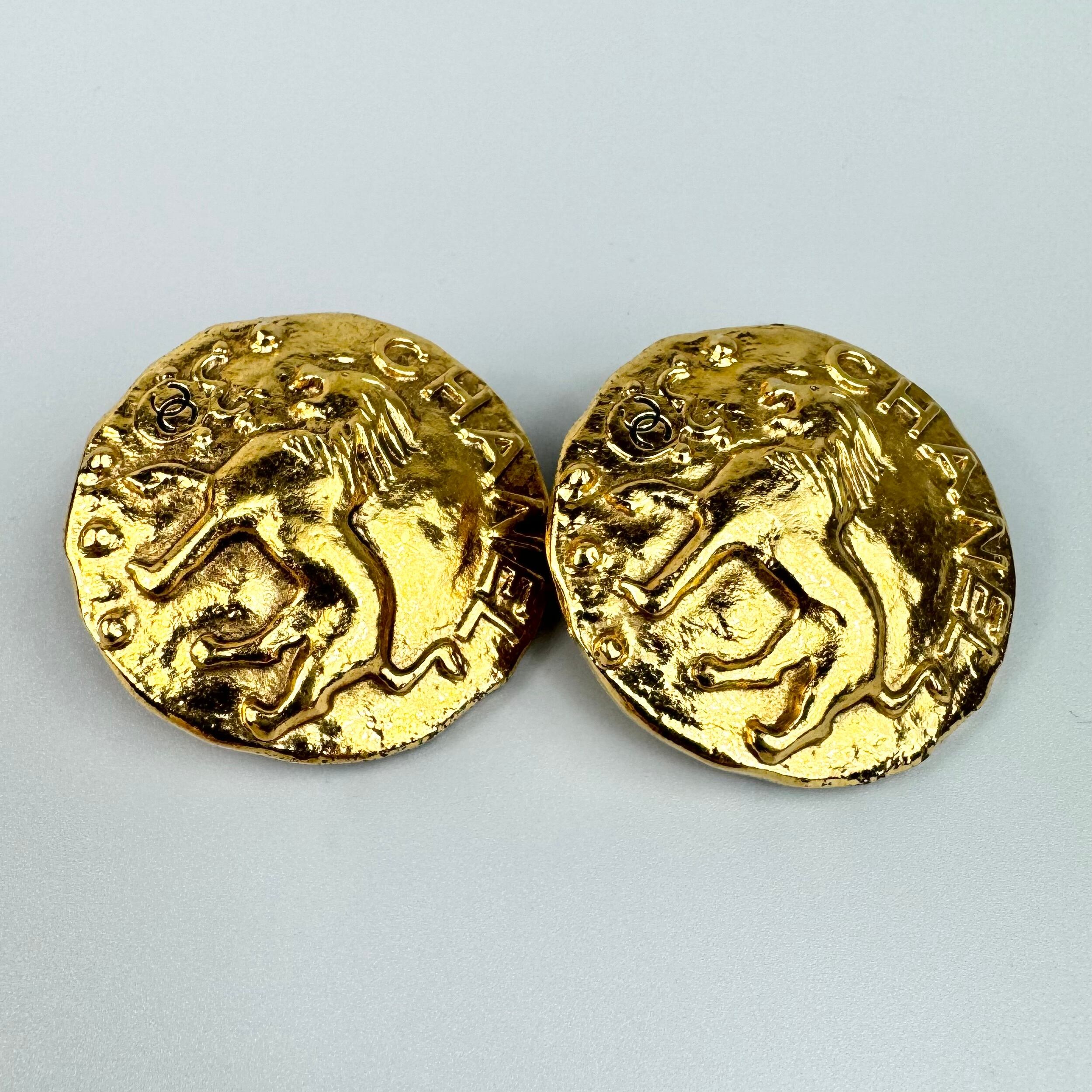 【希少】シャネル イヤリング ココマーク ライオン ヴィンテージ ゴールド