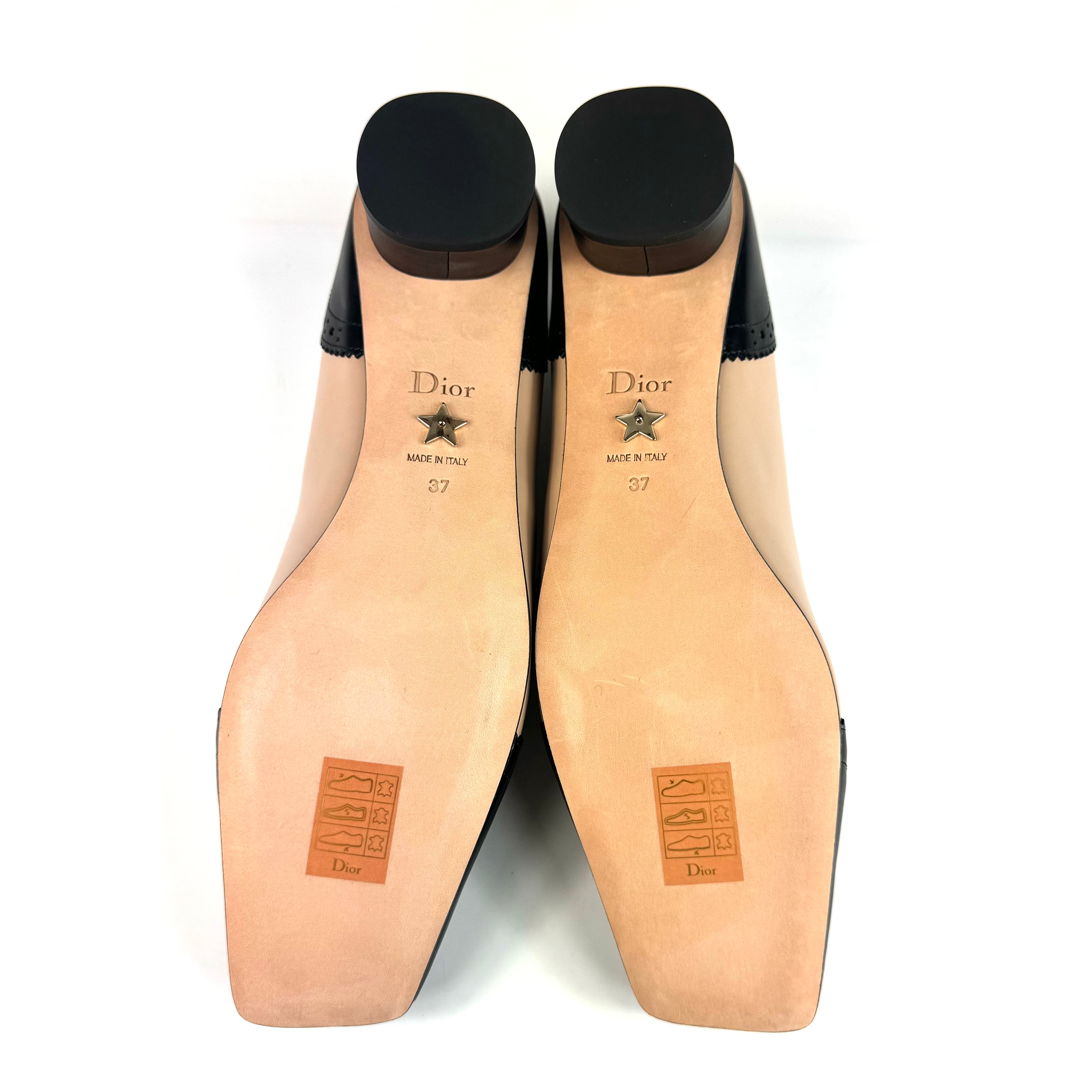 【未使用】クリスチャンディオール パンプス パンチング カーフ ベージュ 黒 24cm