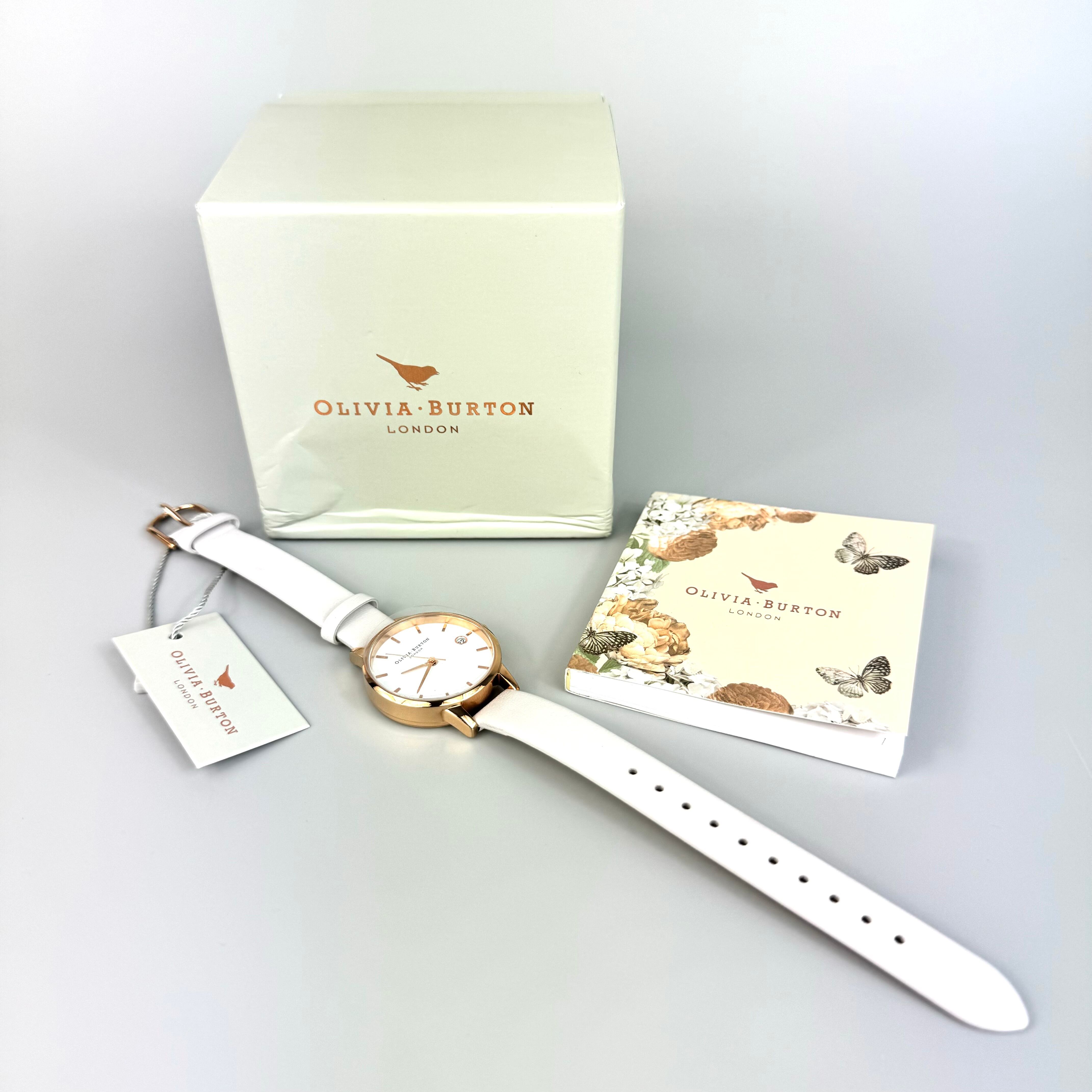 【未使用】オリビアバートン OLIVIA BURTON OB15TD09 クォーツ 白 デイト表示 革ベルト レディース