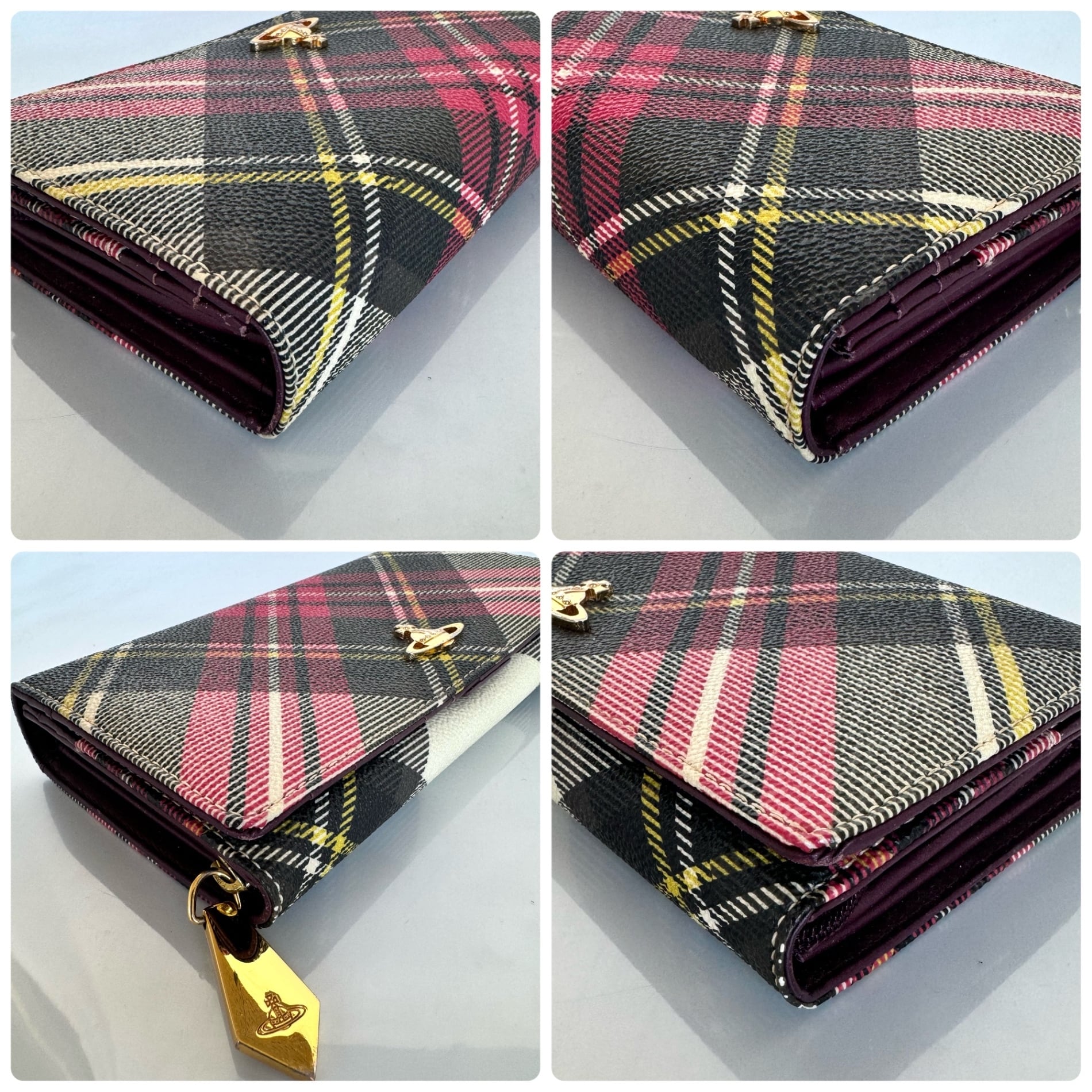 ヴィヴィアンウエストウッド 長財布 タータンチェック柄 レザー PVC