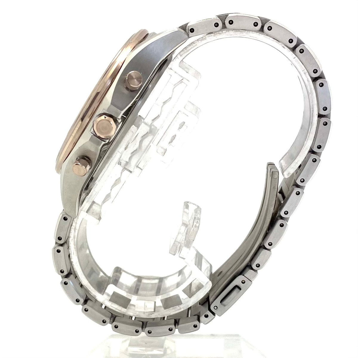 【美品】腕時計 メンズ シチズン エクシード BY1026-65A H874-004JJ02 電波ソーラー ムーンフェイズ 月暈 ルナプログラム シルバー チタニウム デイト表示