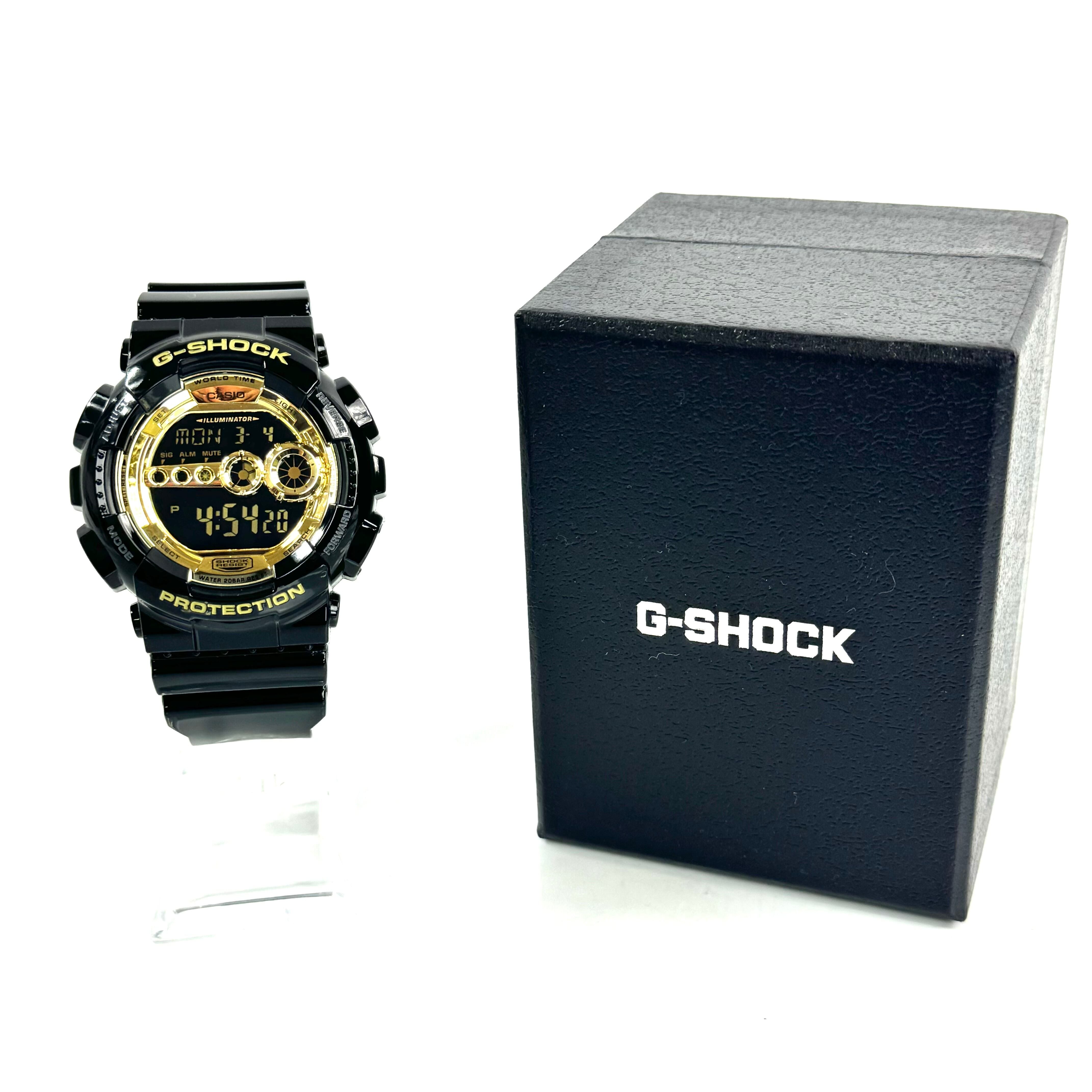 【美品】カシオ G-SHOCK ジーショック GD-100GB-1JF クォーツ デジタル ブラックゴールド 樹脂