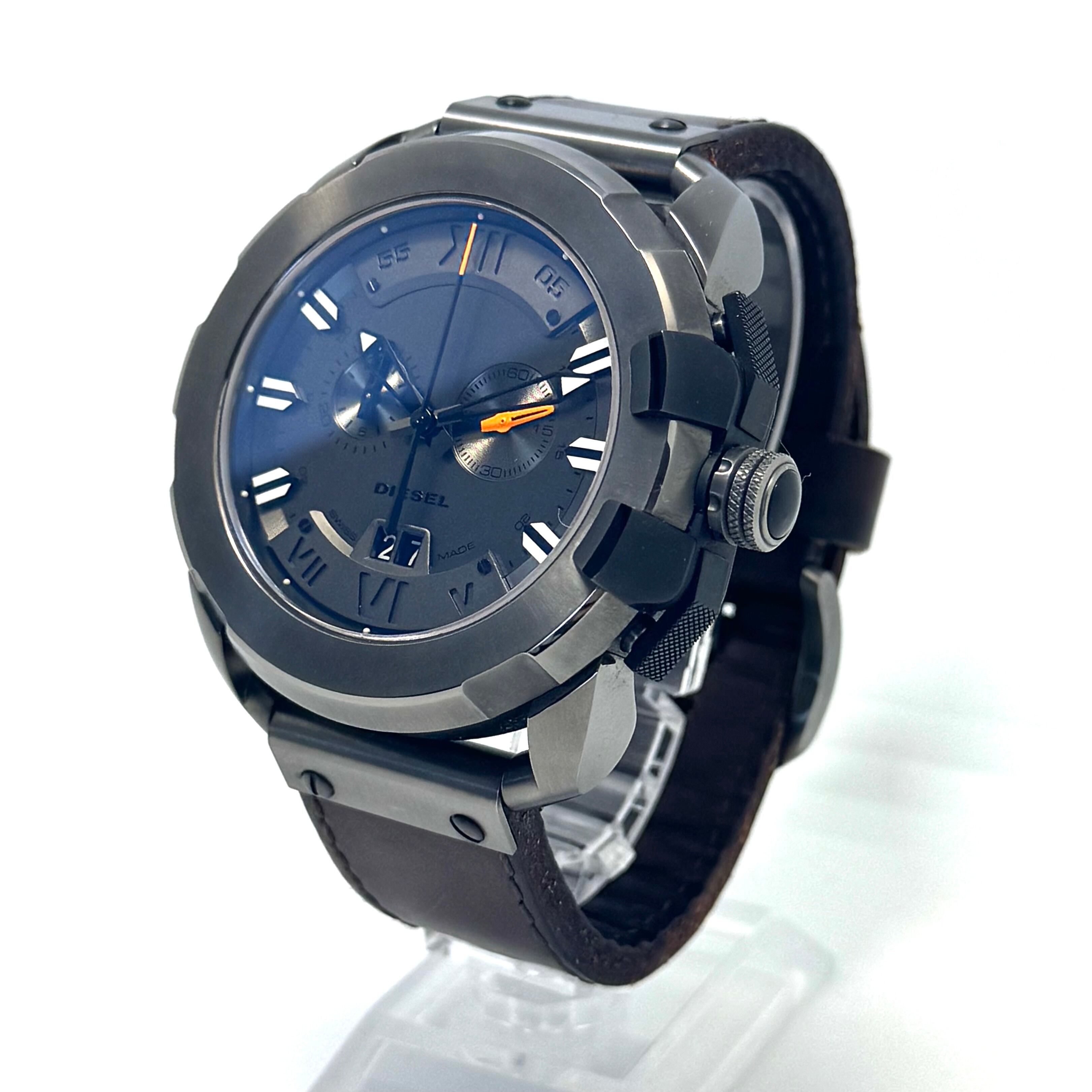 【美品・希少】ディーゼル DIESEL DZS−0001 リミテッドエディション 世界限定550本 クロノグラフ クォーツ グレー デイト表示 革ベルト