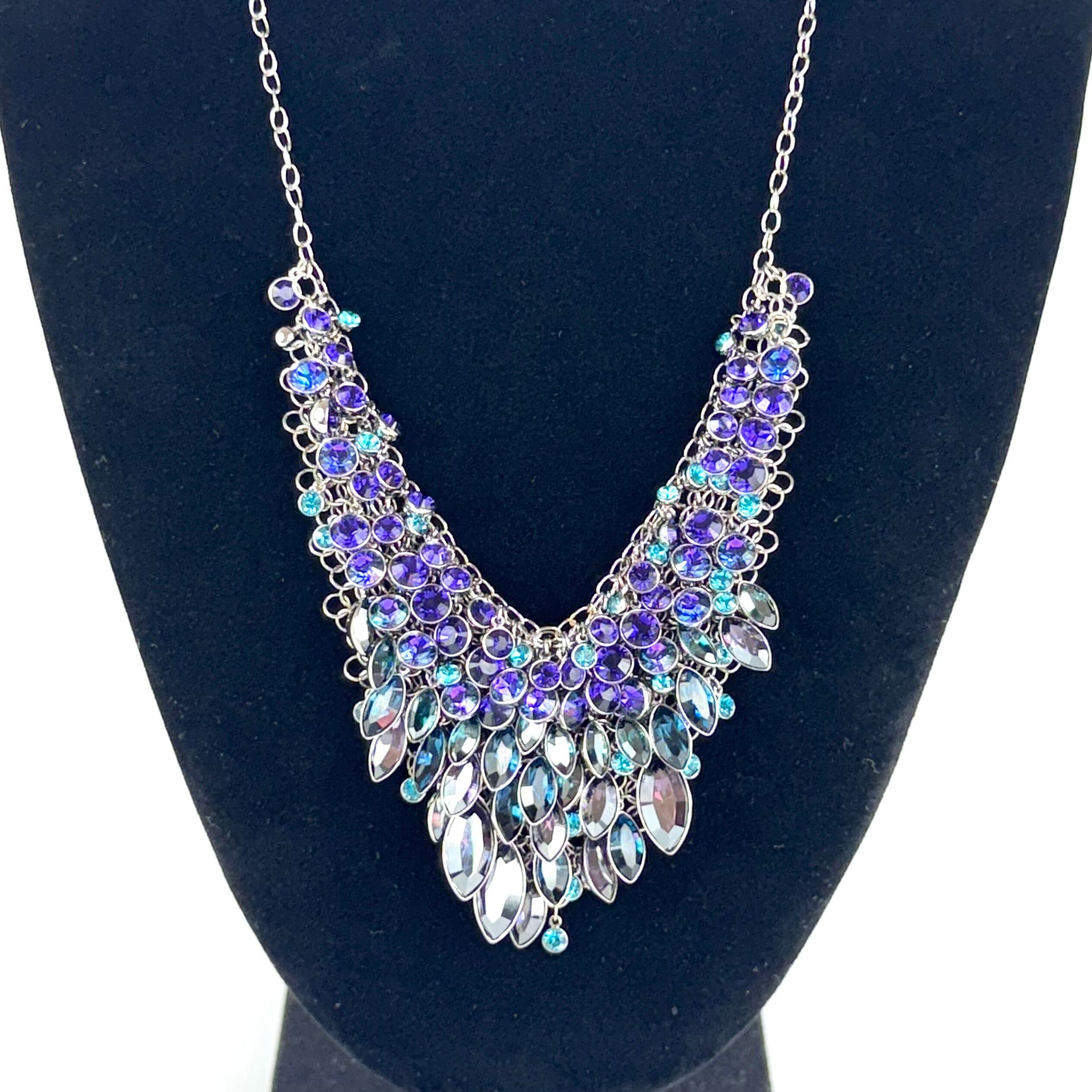 スワロフスキー SWAROVSKI ネックレス パーティアクセサリー ブルー パープル シルバー