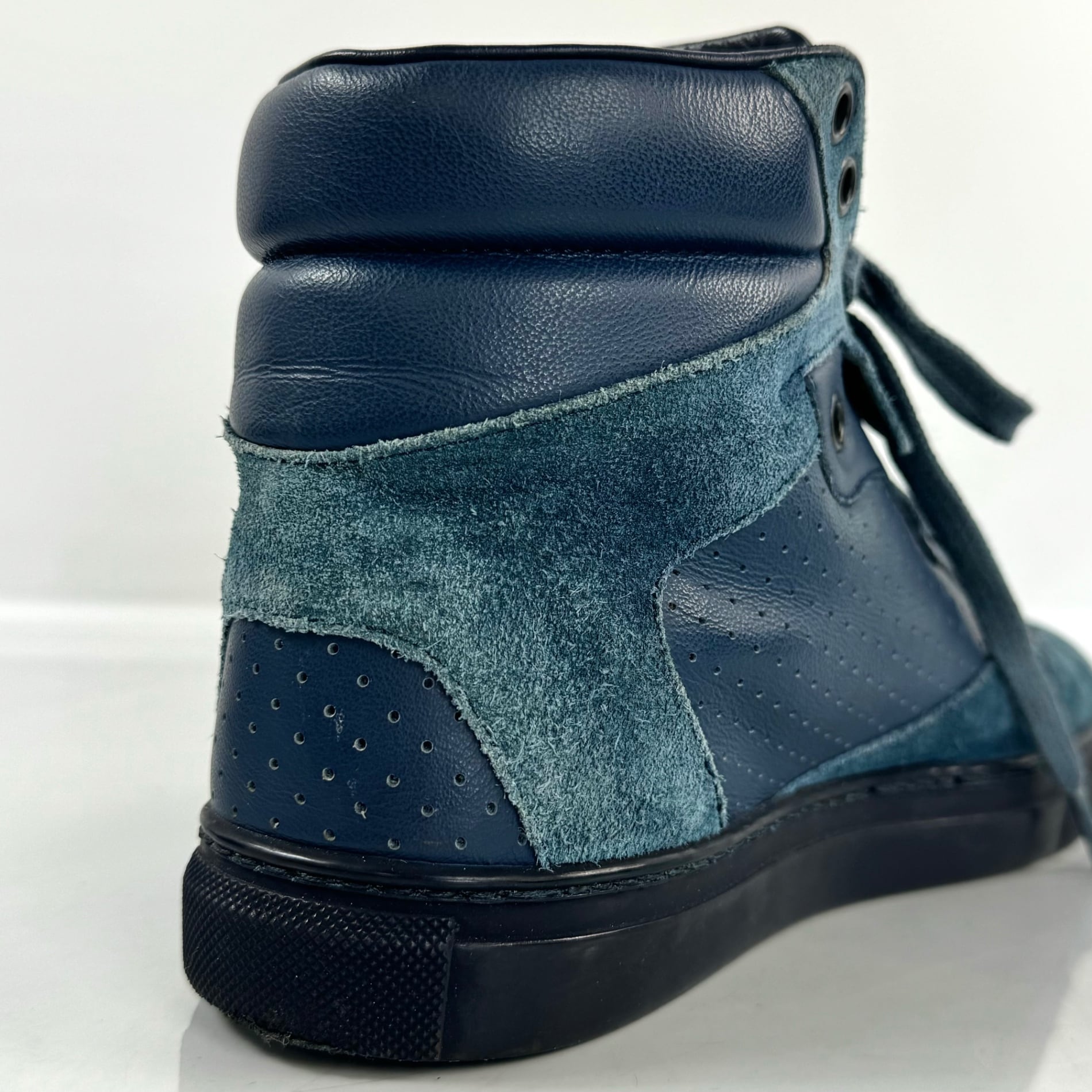 バレンシアガ ハイカットスニーカー レザー スエード 24cm ネイビー 青