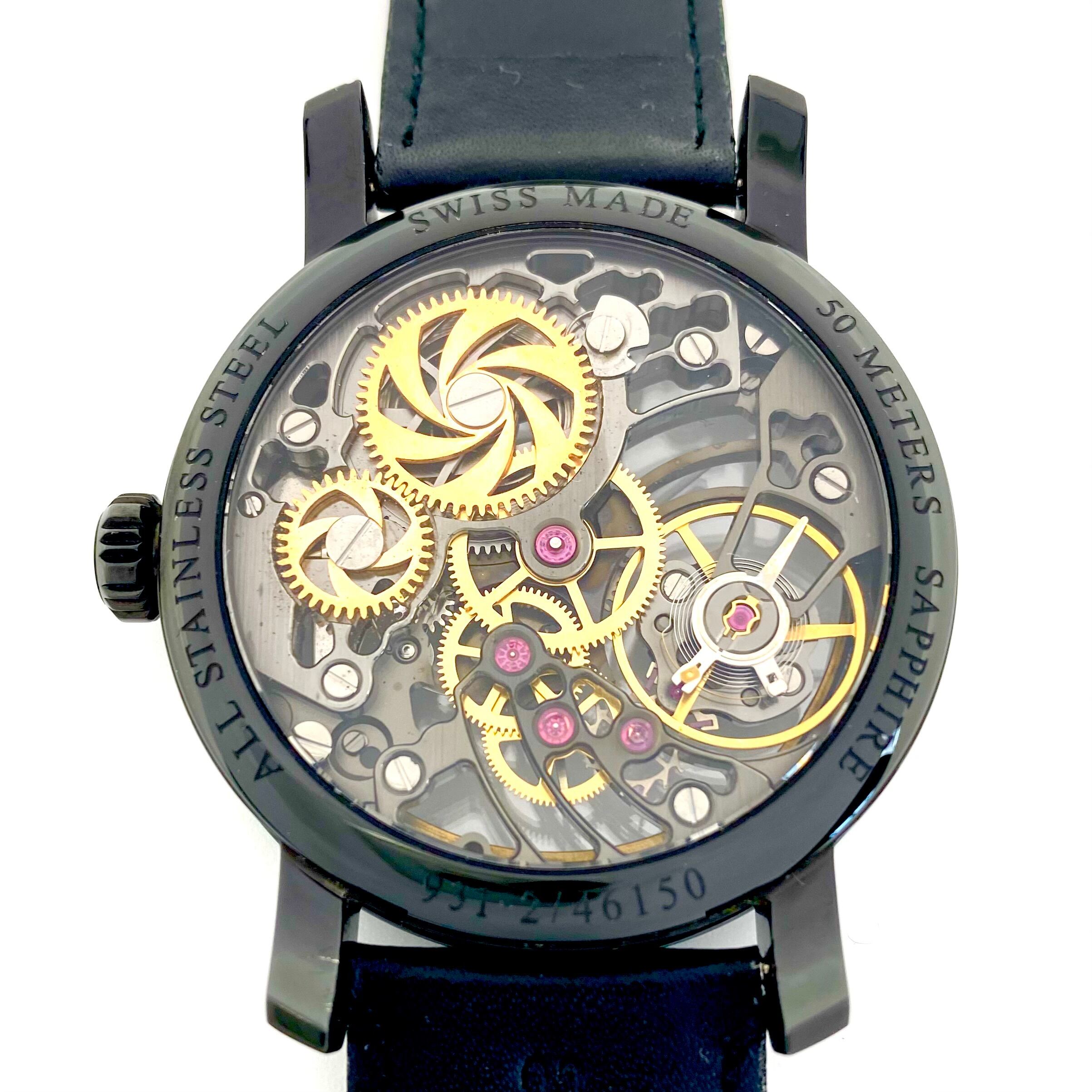 【希少】アエロウォッチ AEROWATCH スケルトンCobweb A50931NO09 ユニタス6498 手巻き フルスケルトン 革ベルト