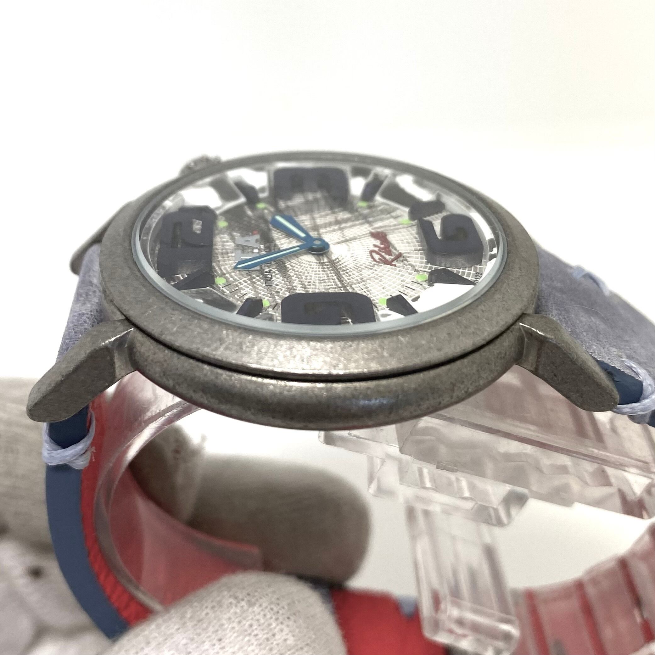 【ほぼ未使用・電池交換済み】アイティーエー リベッレ 22.00.05 クォーツ クロノグラフ ヴィンテージ シルバー 革ベルト