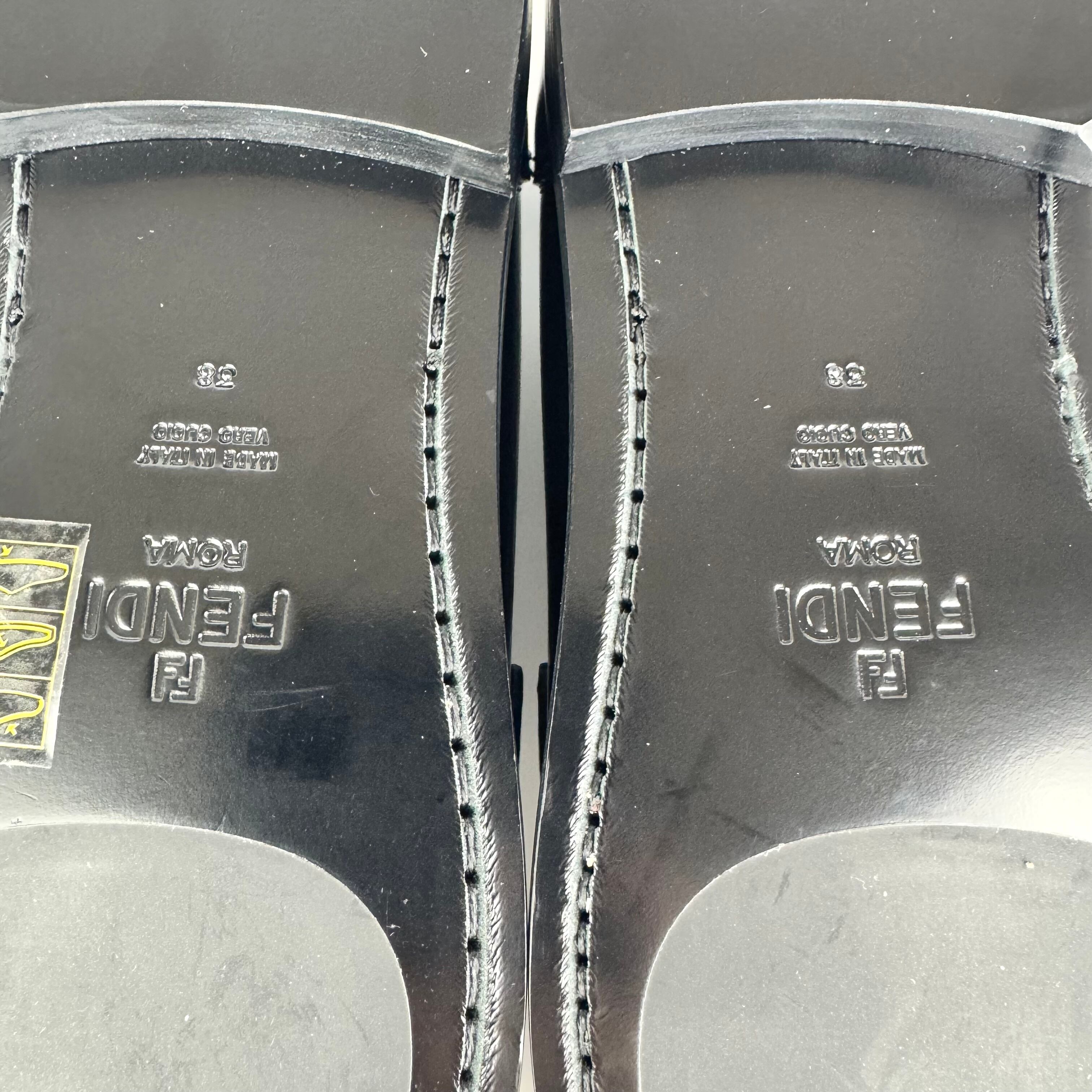 フェンディ FENDI ローファー レザー ブラック 黒 38 日本サイズ25cm