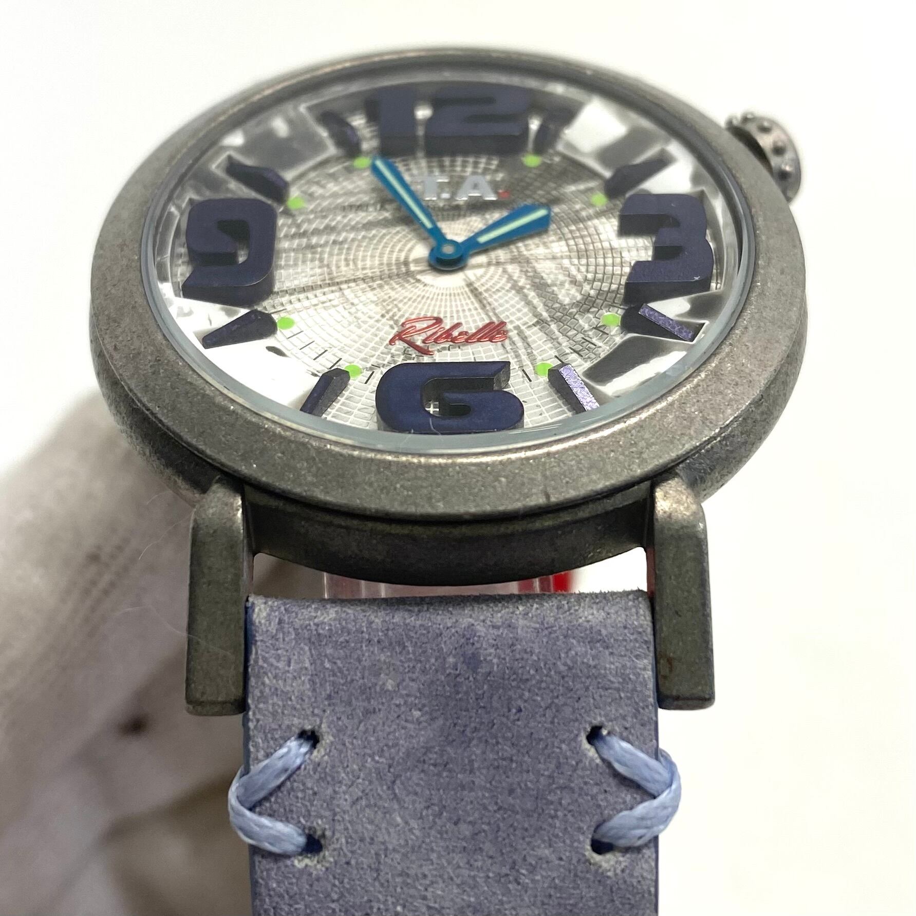 【ほぼ未使用・電池交換済み】アイティーエー リベッレ 22.00.05 クォーツ クロノグラフ ヴィンテージ シルバー 革ベルト