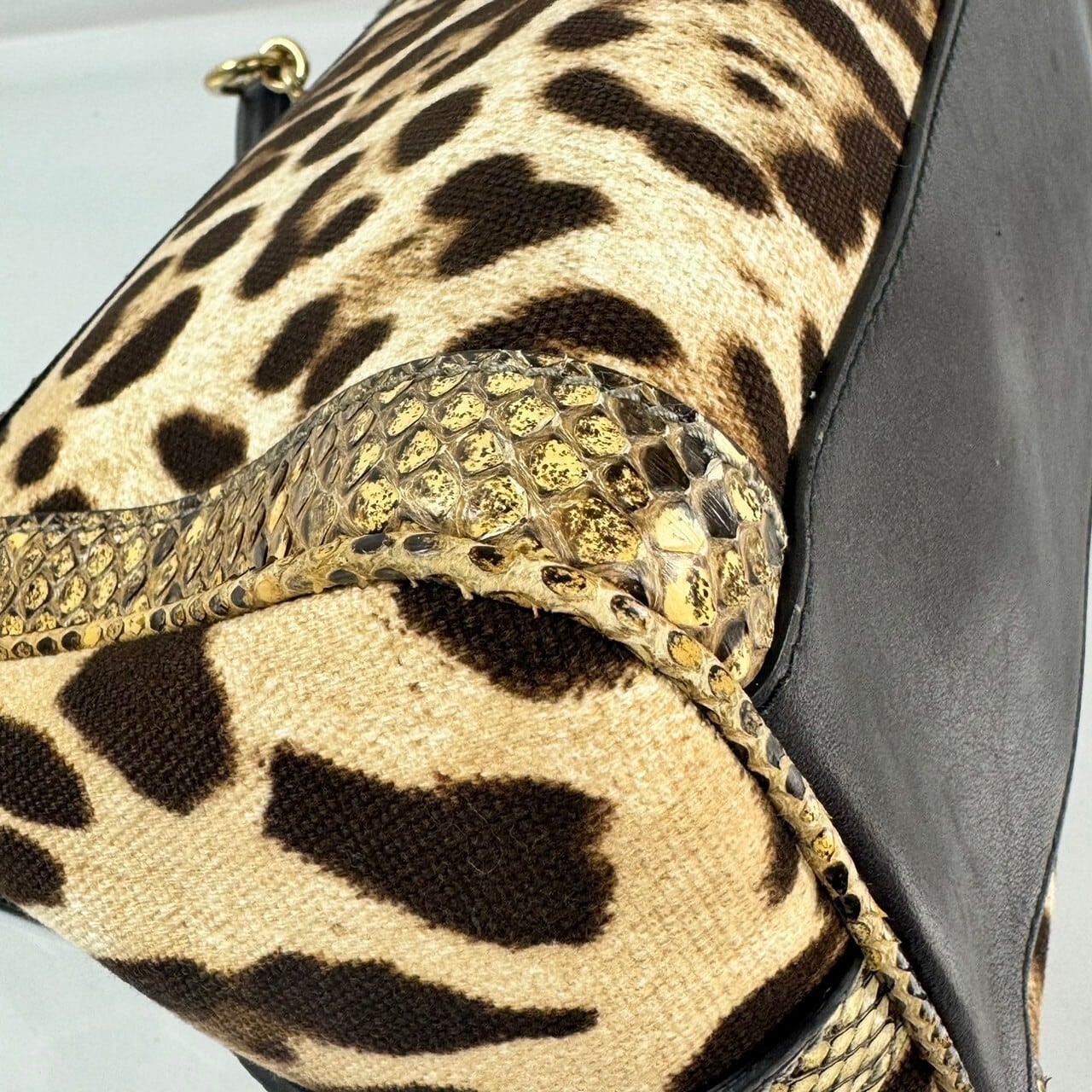 【希少】ドルチェアンドガッバーナ Dolce&Gabbana D&G バンドバッグ 2way レオパード パイソン キャンバス