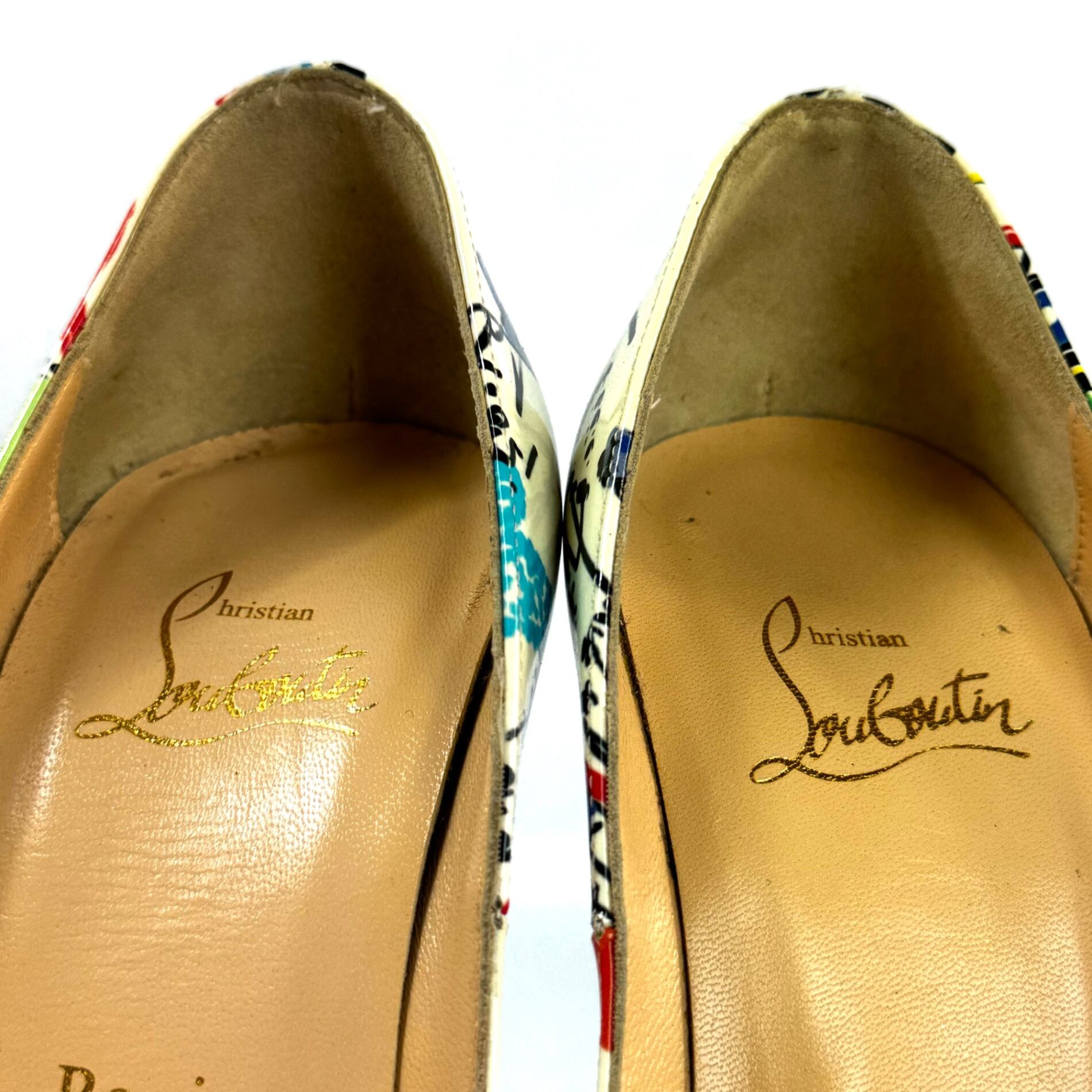 クリスチャンルブタン パンプス ピンヒール エナメル マルチカラー 23.5cm