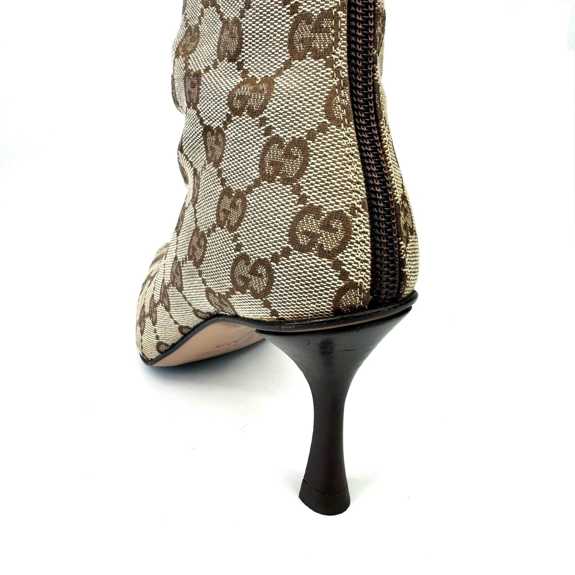 【希少】グッチ ロングブーツ GGキャンバス ブラウン22cm