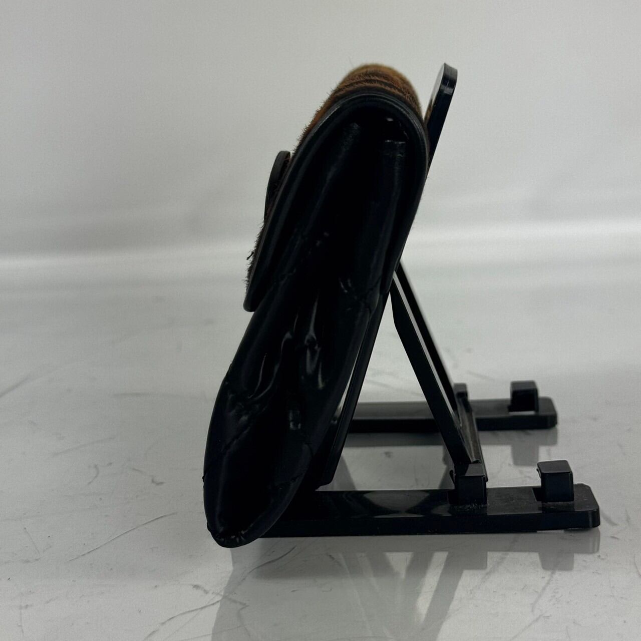 【美品】ドルチェアンドガッバーナ Dolce&Gabbana 財布 フラップ レオパード 黒 ナイロン ハラコ