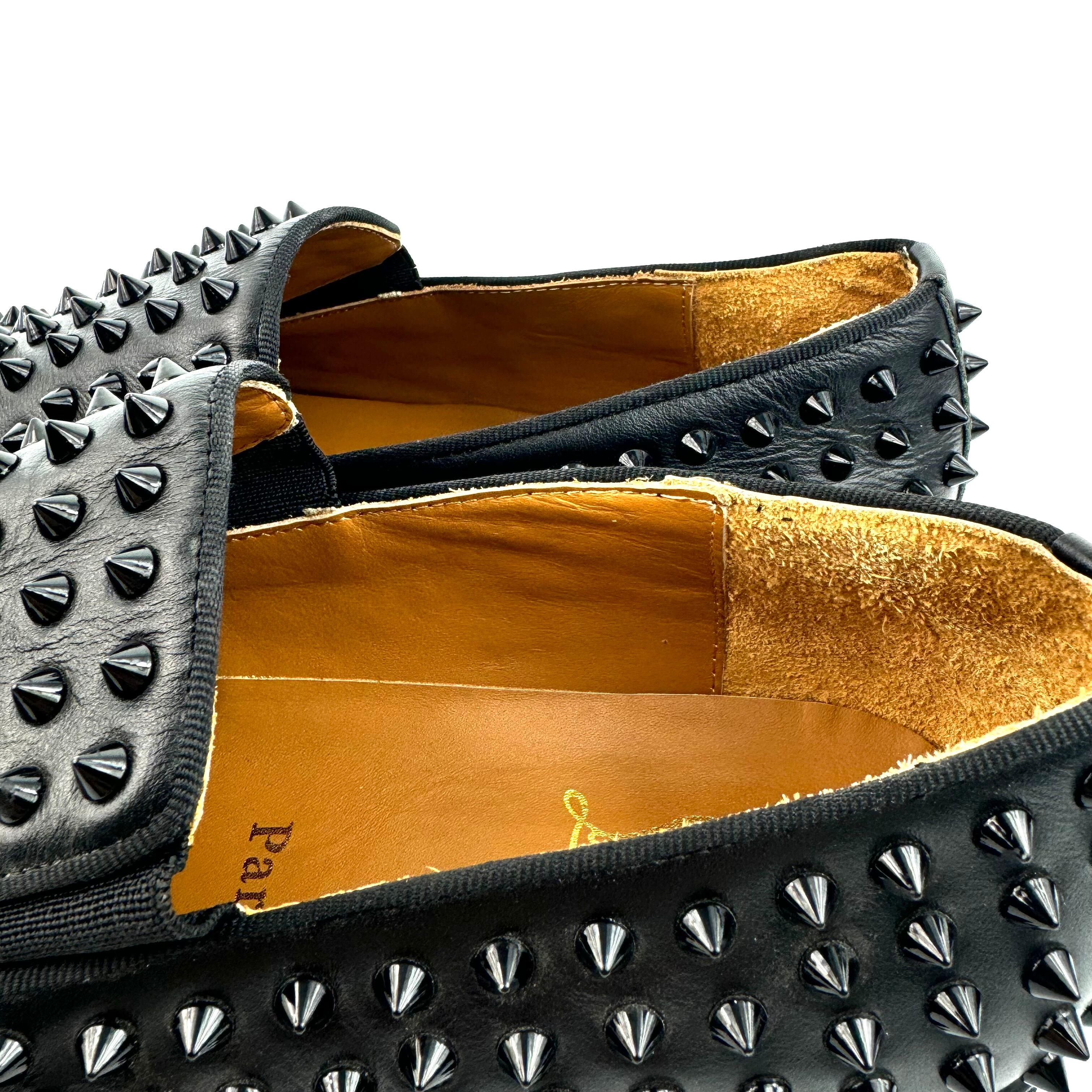 クリスチャンルブタン スニーカー ローラーボート スタッズ レザー 黒 27cm