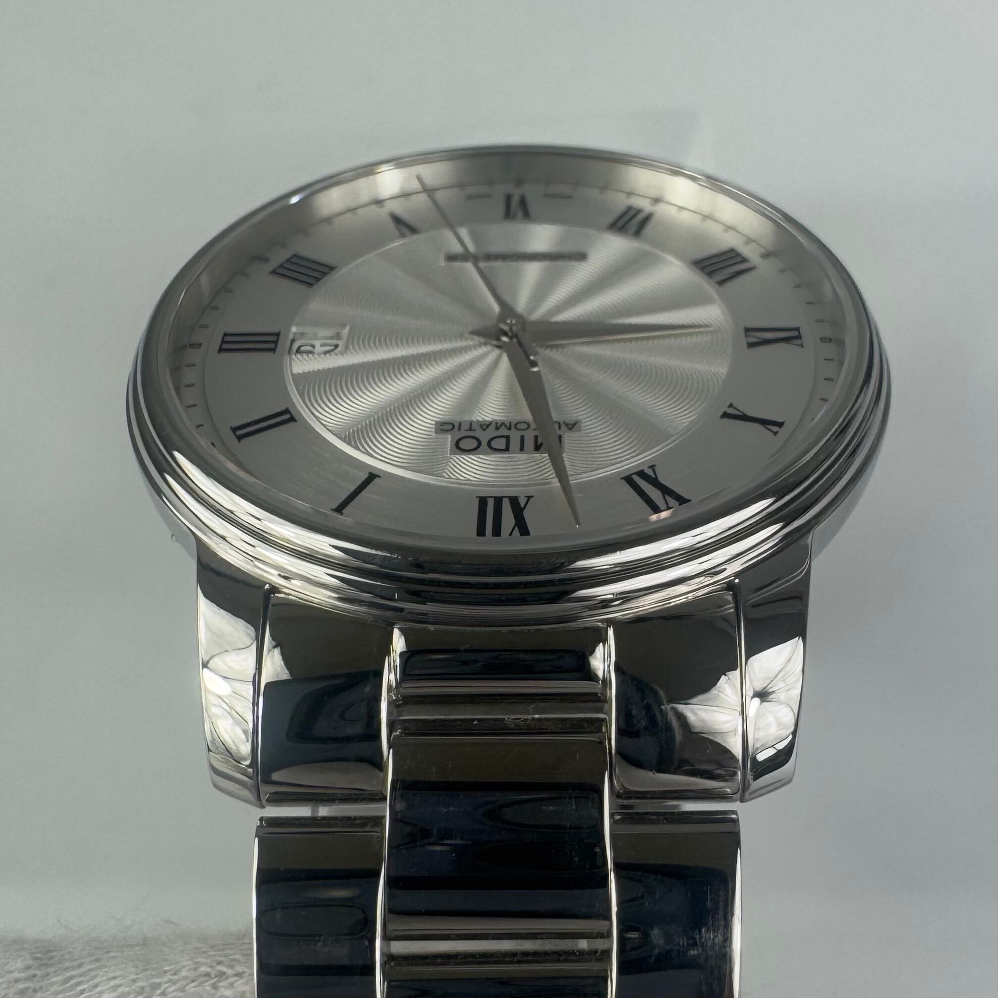 【美品】ミドー MIDO バロンチェッリ M010408A 自動巻 デイト表示 裏スケ シルバー