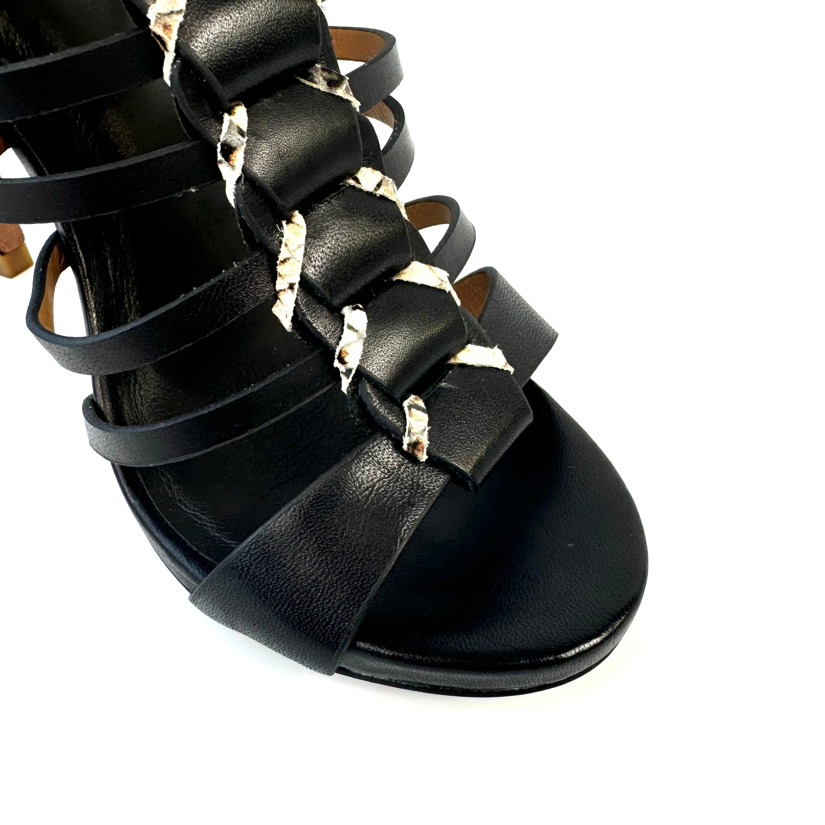 【美品】コーチ グラディエーターサンダル ピンヒール パイソン 黒 22.5cm