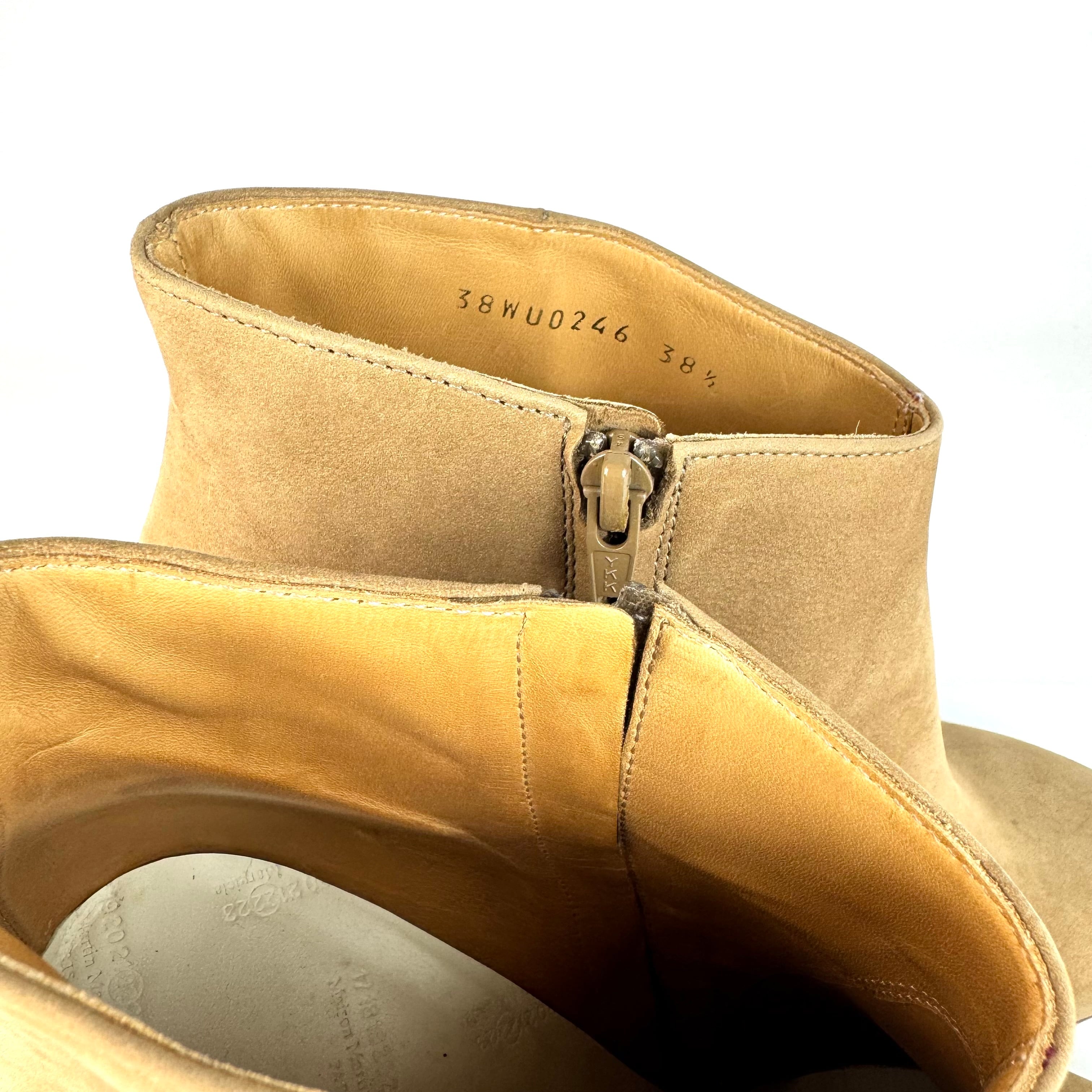 マルタンマルジェラ ショートブーツ クリアヒール ラメ スエード ベージュ