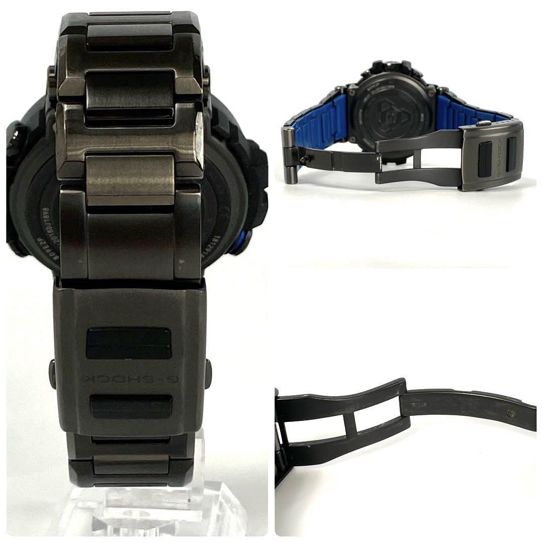 【美品】カシオ Gショック MT-G 電波ソーラー 黒 ブルー デイト表示