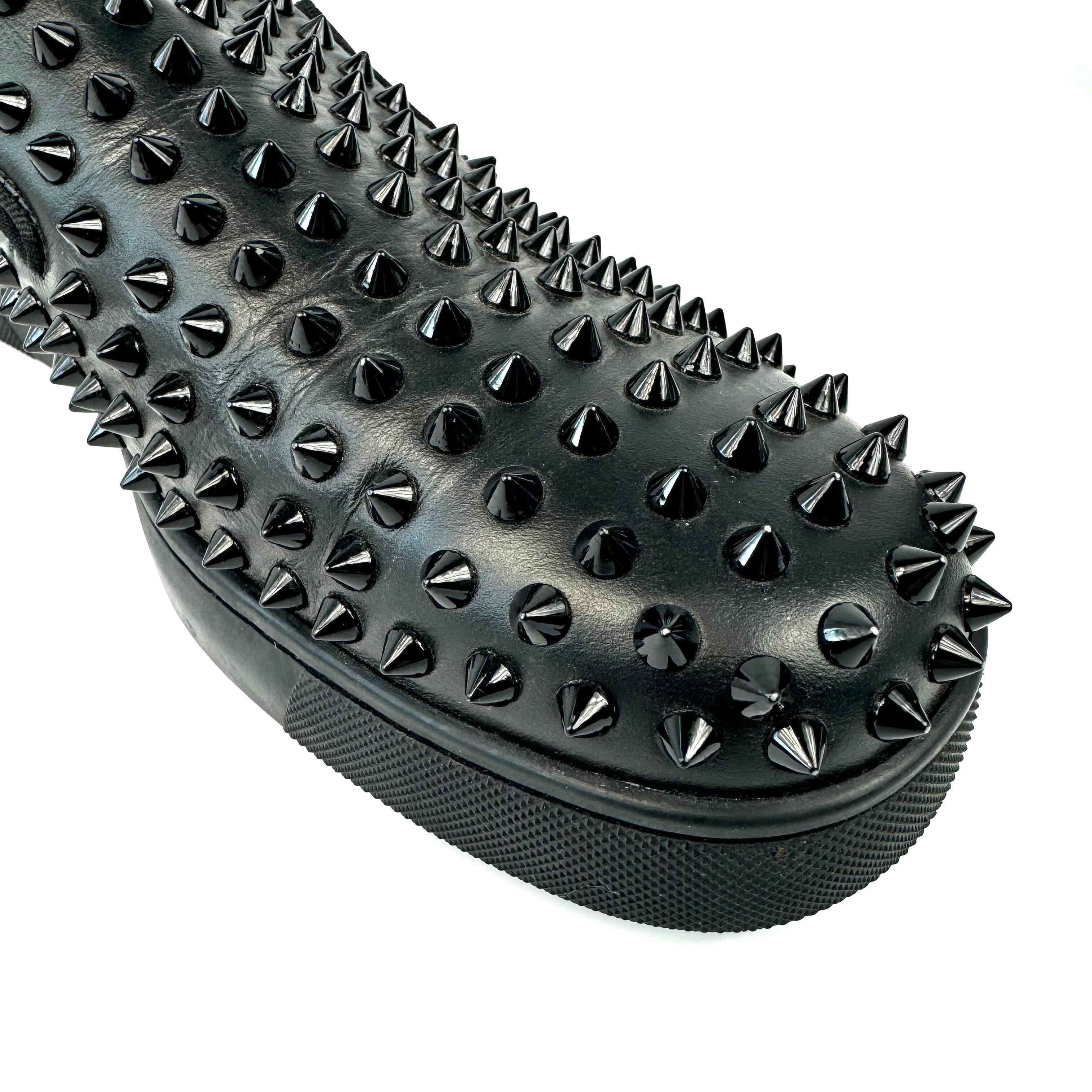 クリスチャンルブタン スニーカー ローラーボート スタッズ レザー 黒 27cm