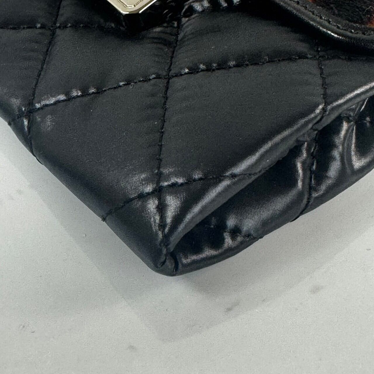 【美品】ドルチェアンドガッバーナ Dolce&Gabbana 財布 フラップ レオパード 黒 ナイロン ハラコ