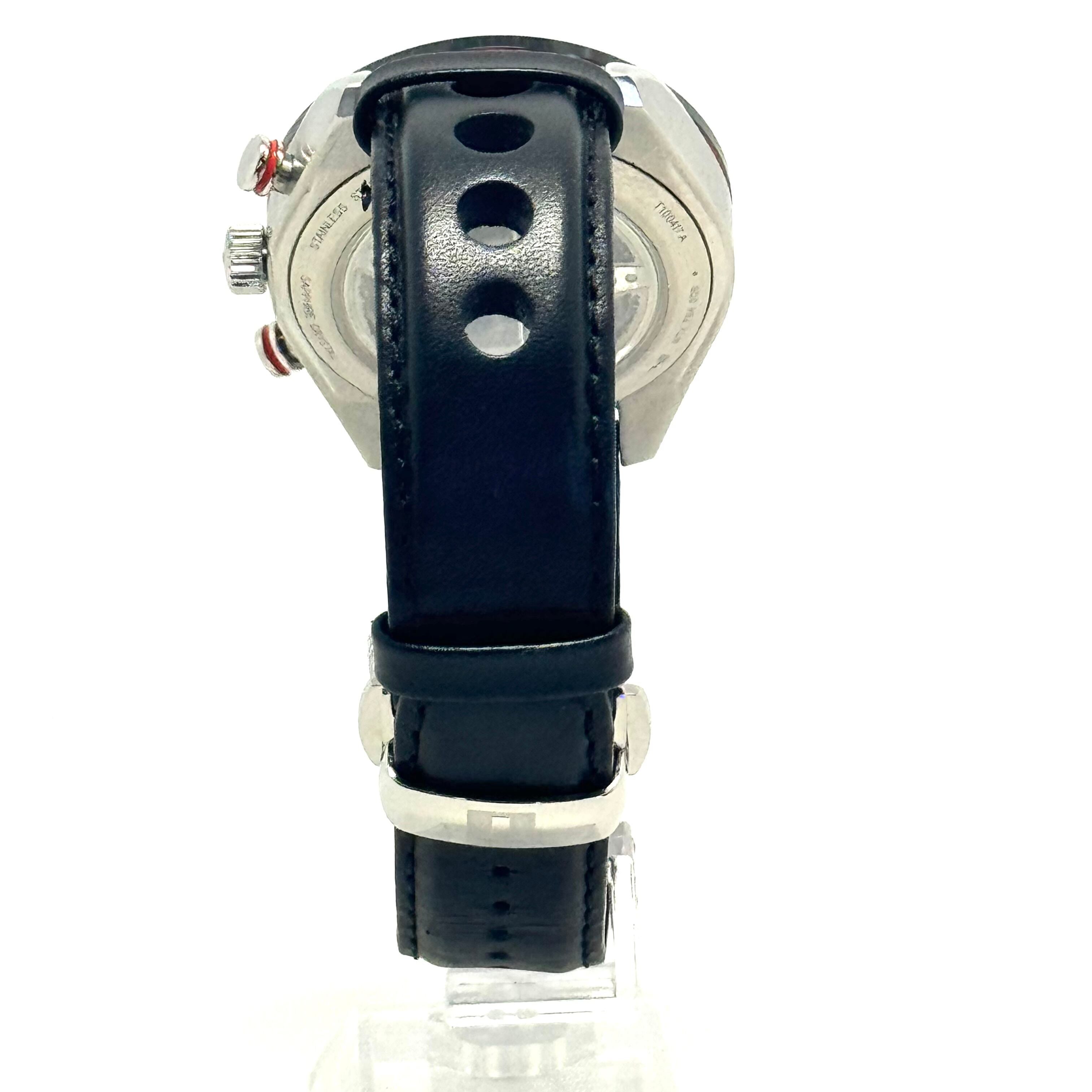 【美品】ティソ TISSOT PRS516 クロノグラフ T100417A クォーツ クロノグラフ 黒 デイト表示 革ベルト