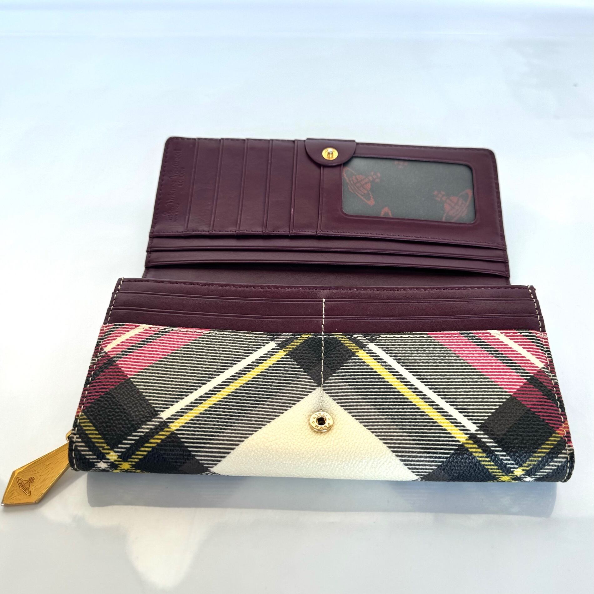 ヴィヴィアンウエストウッド 長財布 タータンチェック柄 レザー PVC