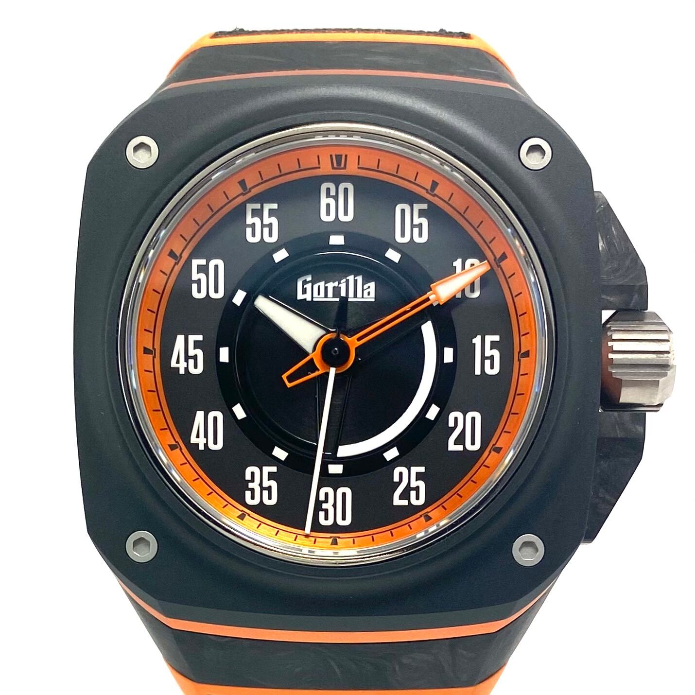 【美品・動作良好】腕時計 メンズ ゴリラ ファストバック ハガーオレンジ FBY09.1 自動巻 黒 カーボン チタニウム セラミック ラバー 10気圧防水