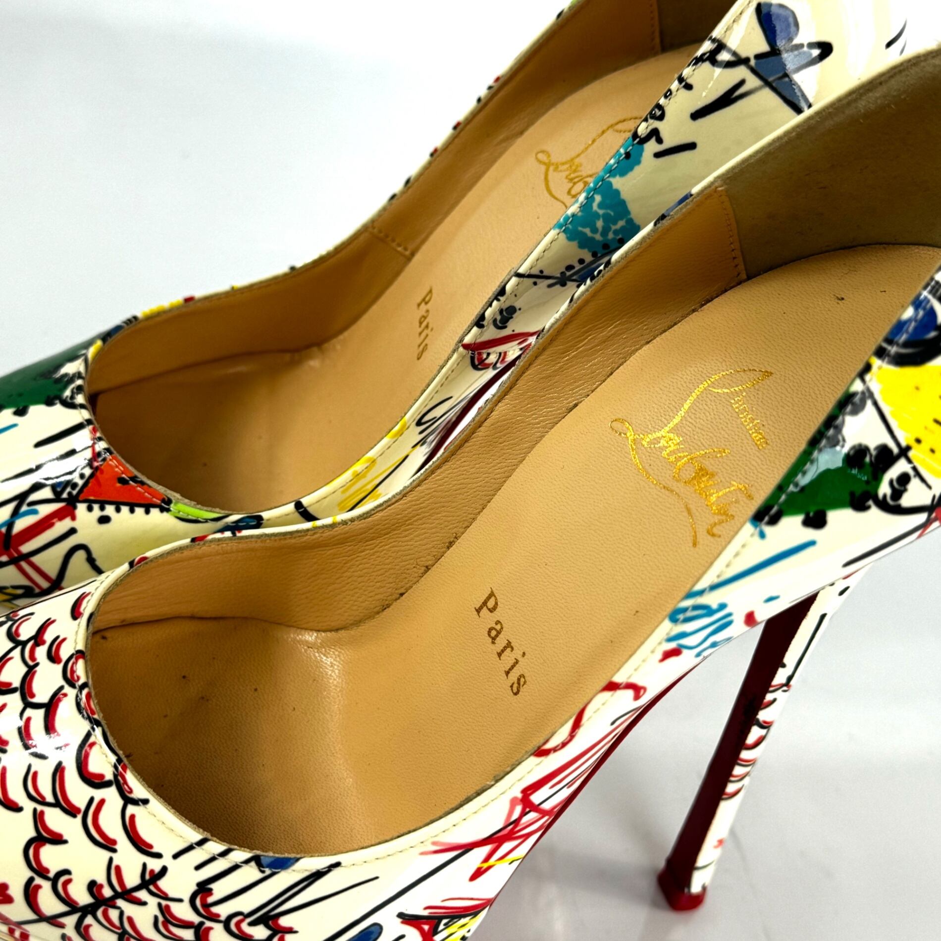 クリスチャンルブタン パンプス ピンヒール エナメル マルチカラー 23.5cm