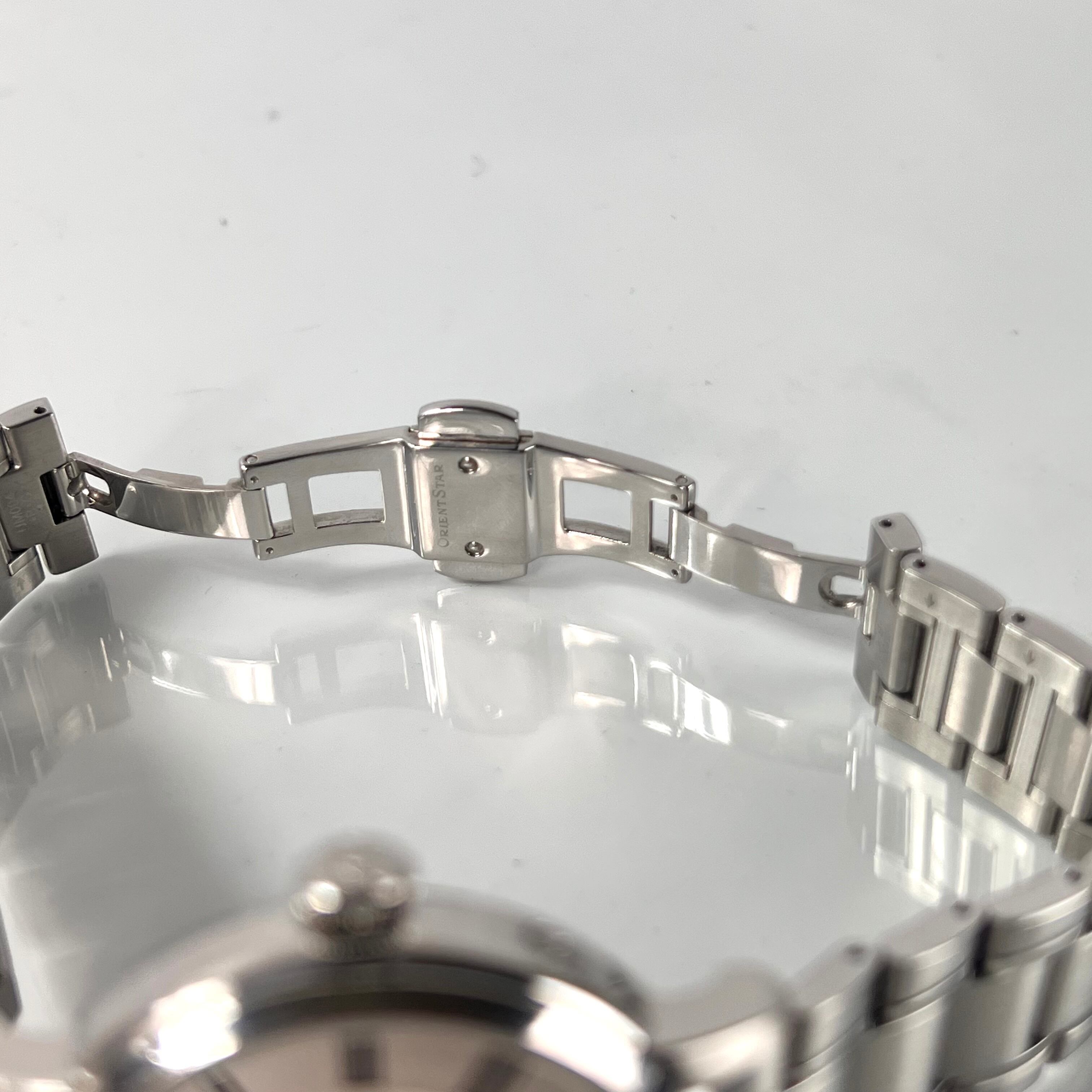 【美品】オリエント オリエントスター RK-AM0005S F7X6-UAA0 自動巻 手巻 セミスケルトン シルバー デイト表示 パワーリザーブ ムーンフェイズ ローマ数字