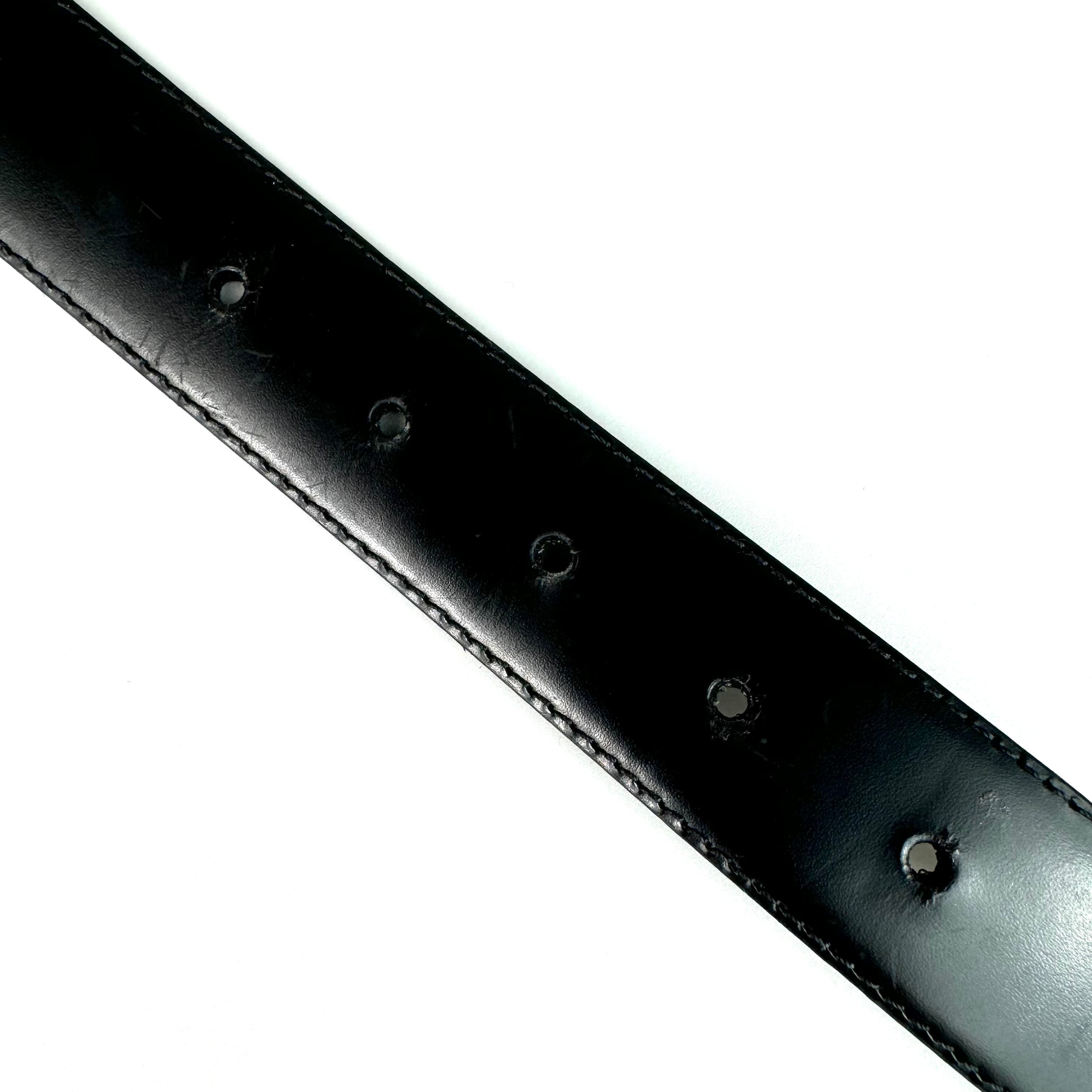 ダンヒル ベルト ロゴ シルバー金具 レザー 黒