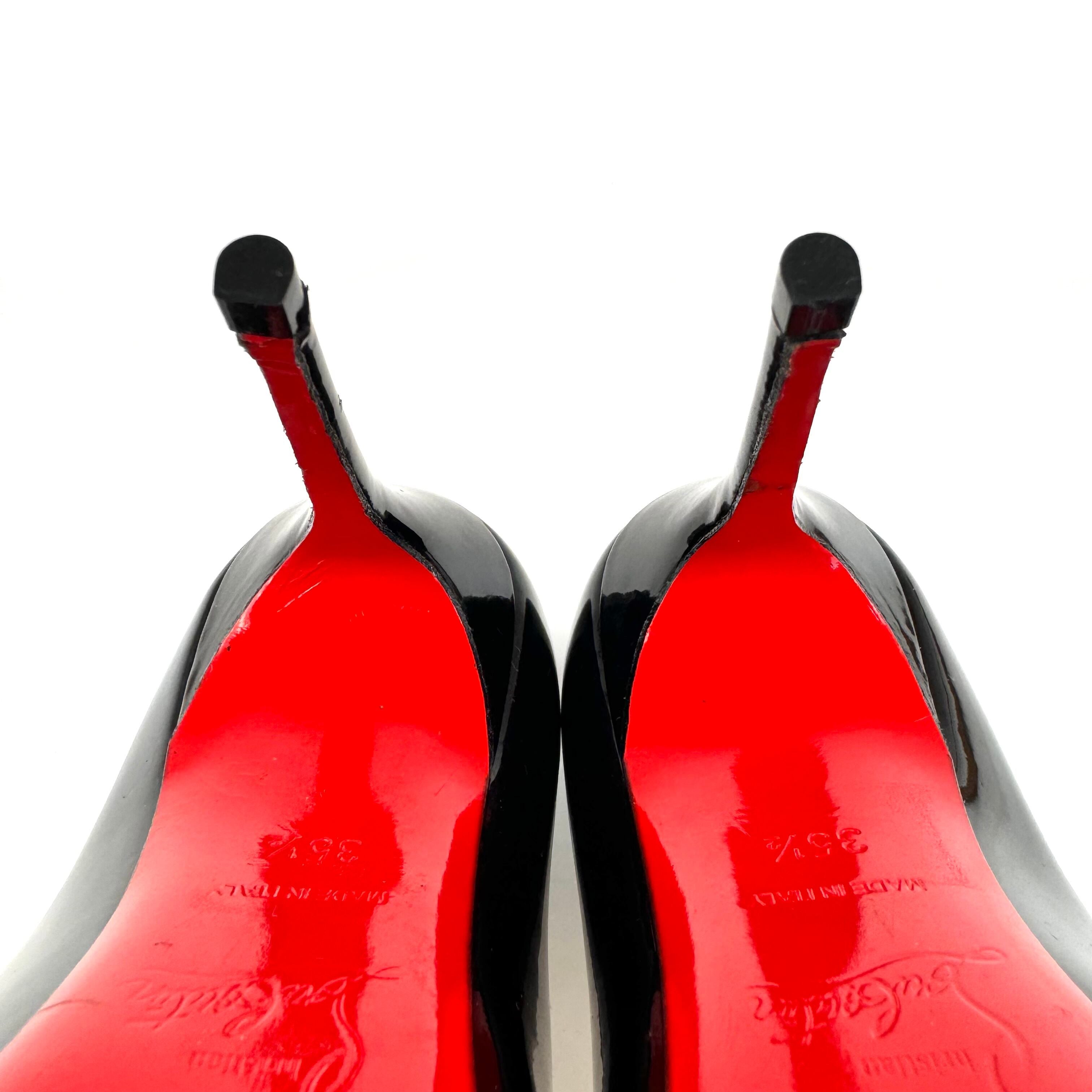 【美品】クリスチャンルブタン パンプス パテント ポインテッドトゥ 黒