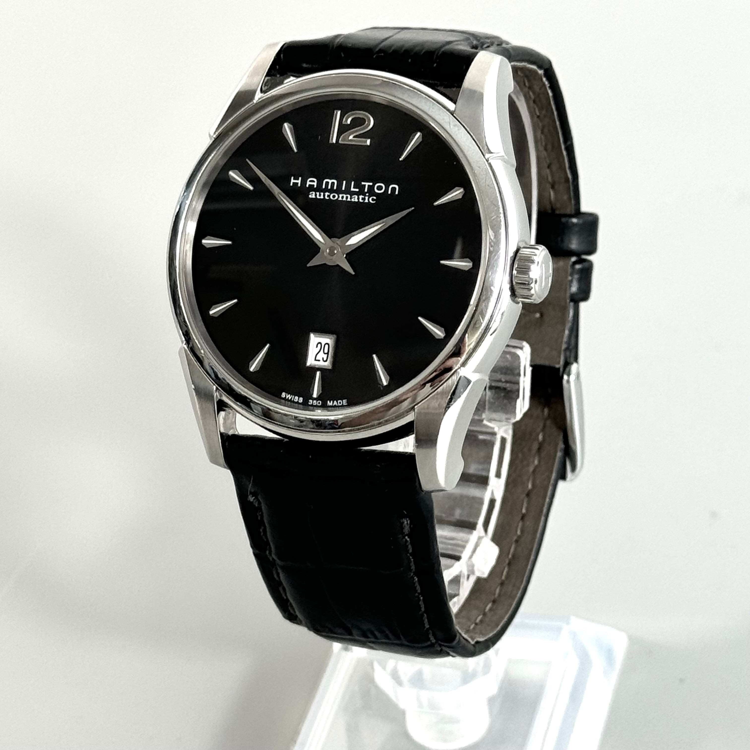 ハミルトン HAMILTON ジャズマスター H385150 自動巻 黒 デイト表示 裏スケ 2針 社外ベルト