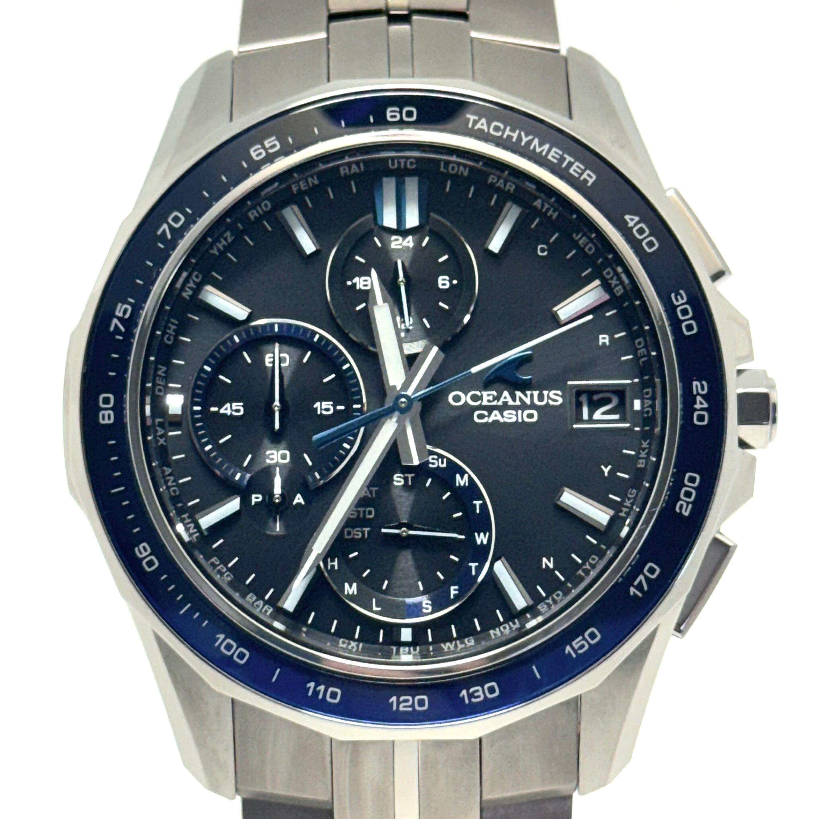 【美品】カシオ　CASIO　オシアナス　OCEANUS　Manta S7000 Series　OCW-S7000-1AJF 　電波ソーラー　モバイルリンク　デイト表示