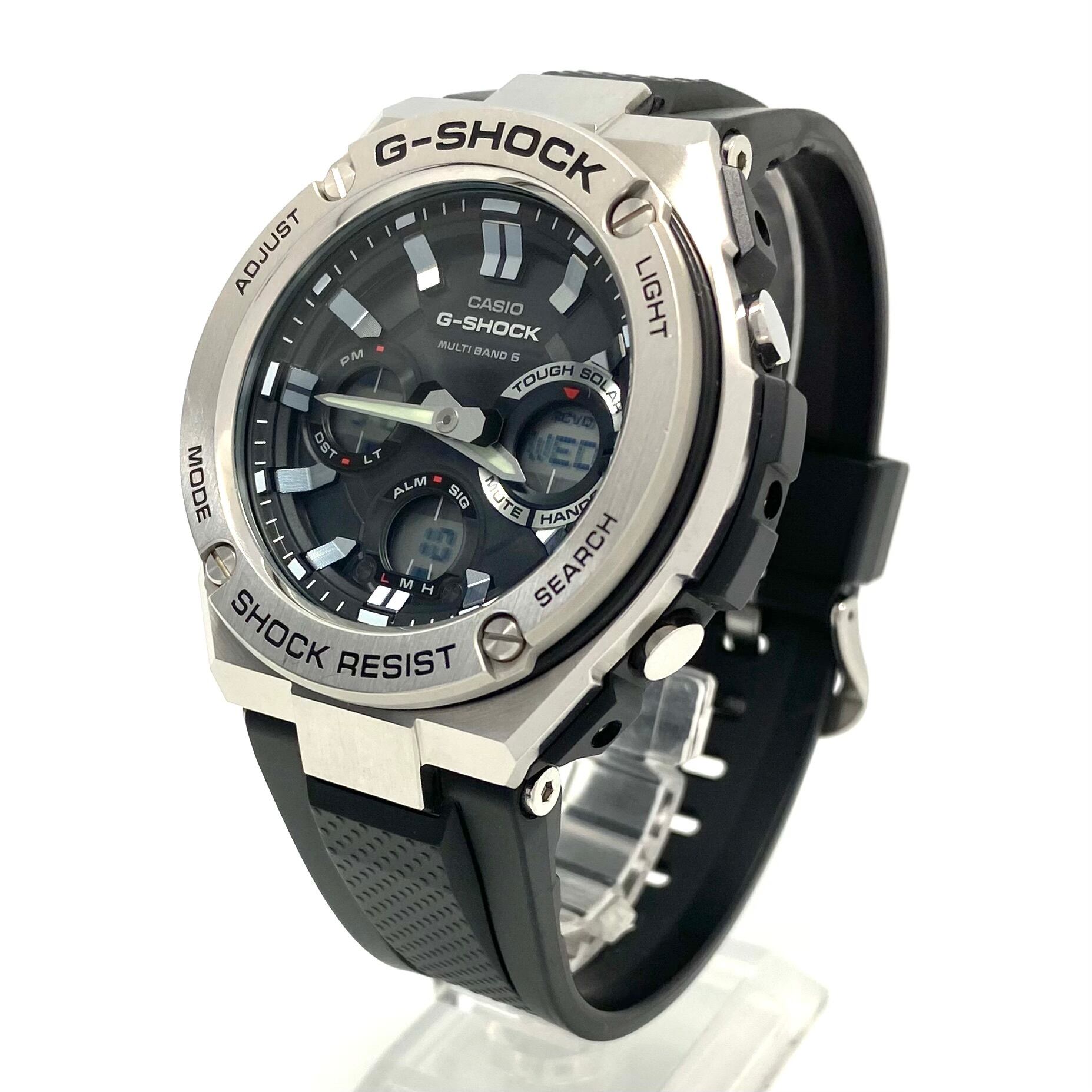 腕時計 メンズ カシオ G-SHOCK ジーショック ジースチール GST-W110D-1A9JF 電波ソーラー アナデジ 黒 ラバーベルト