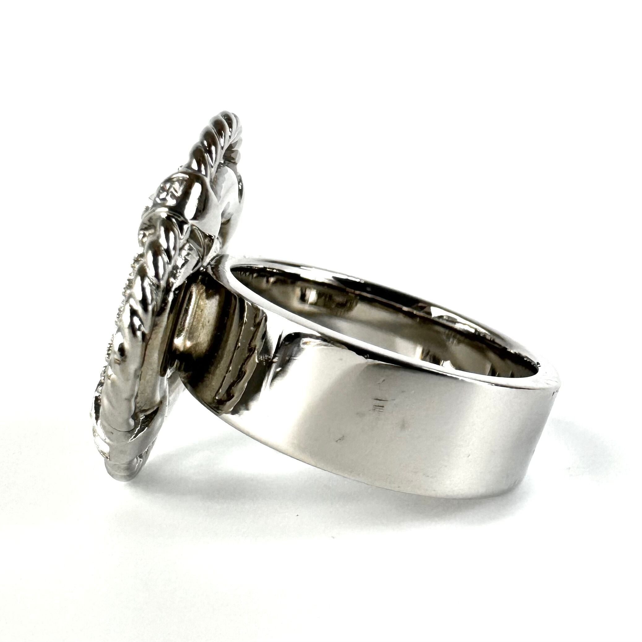 【美品】シャネル　CHANEL　リング　ココマーク　ラインストーン　シルバー　19号