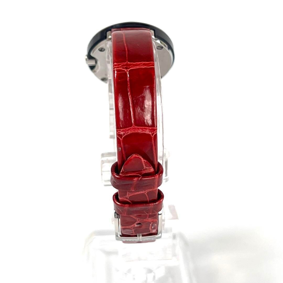 【美品】センチュリー　タイムジェム　クォーツ　カットガラス　ボルドー　革ベルト