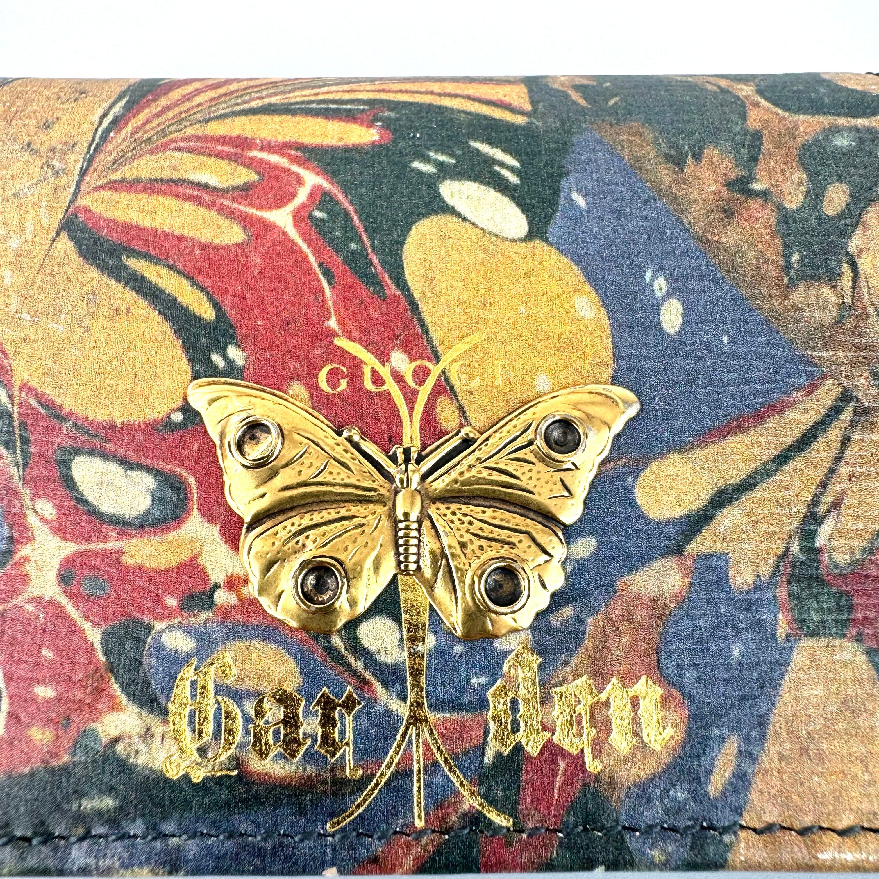 【希少】グッチ　ガーデン　財布　バタフライ　516929・0416　二つ折り財布　マーブルカラー　ネイビー