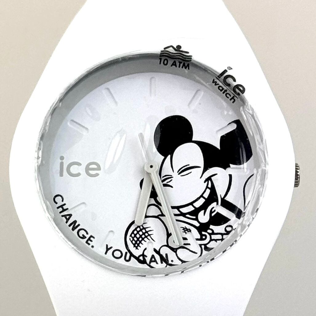 【未使用・電池交換済み】 アイスウォッチ　ICE WATCH　014769　ディズニーコレクション　ミッキーマウス　クォーツ　白　樹脂　メンズ　レディース