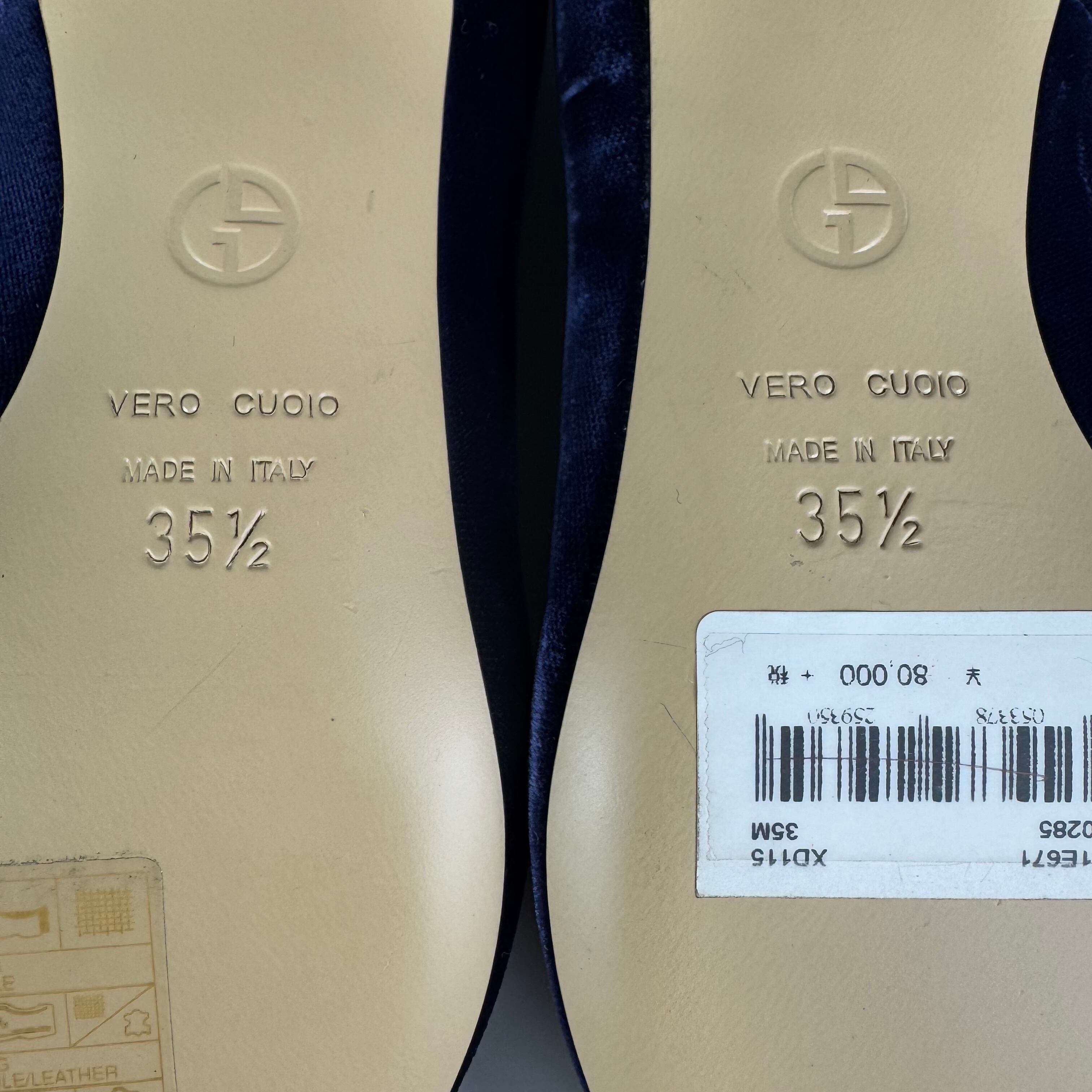 ジョルジオアルマーニ　パンプス　ベロア　ポインテッドトゥ　ネイビー　22.8cm