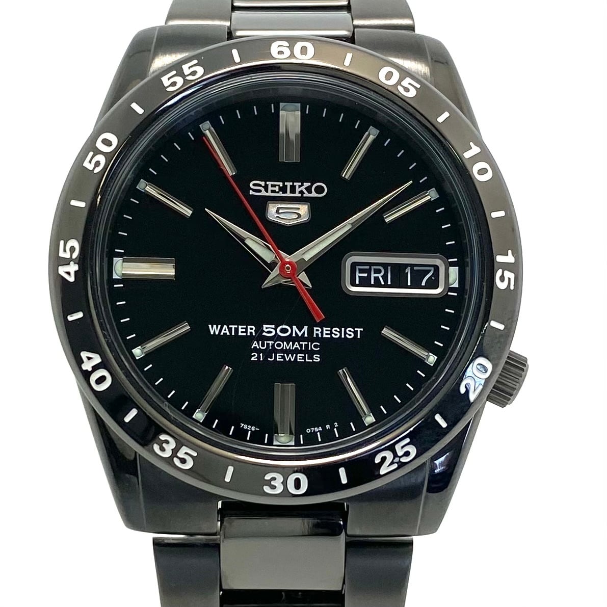 セイコー　セイコーファイブ　セイコー5　SNKE03K1　7S26-02T0　自動巻　黒　裏スケ　デイデイト（スペイン語・英語）　海外モデル