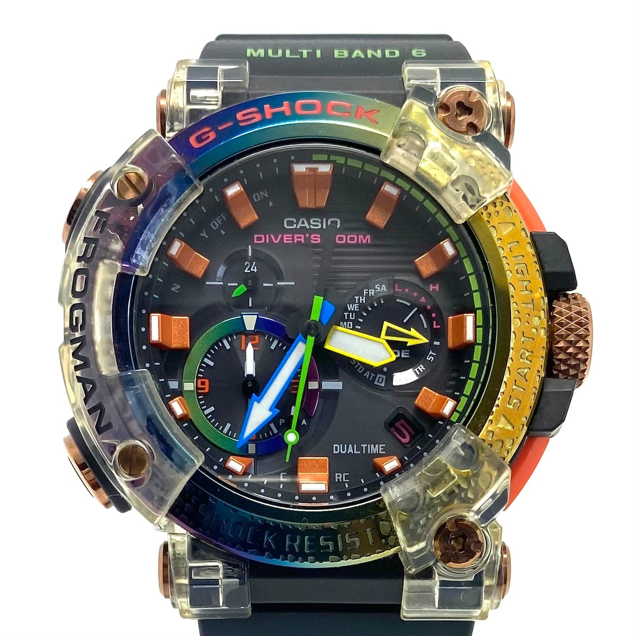 【希少品】腕時計 メンズ カシオ ジーショック G-SHOCK フロッグマン ボルネオ・レインボー・トード 虹蛙 GWF-A1000BRT-1AJR 世界限定2,000本 電波ソーラー 黒 デイト表示 スマホリンク 200m潜水用防水 カーボン 樹脂ベルト