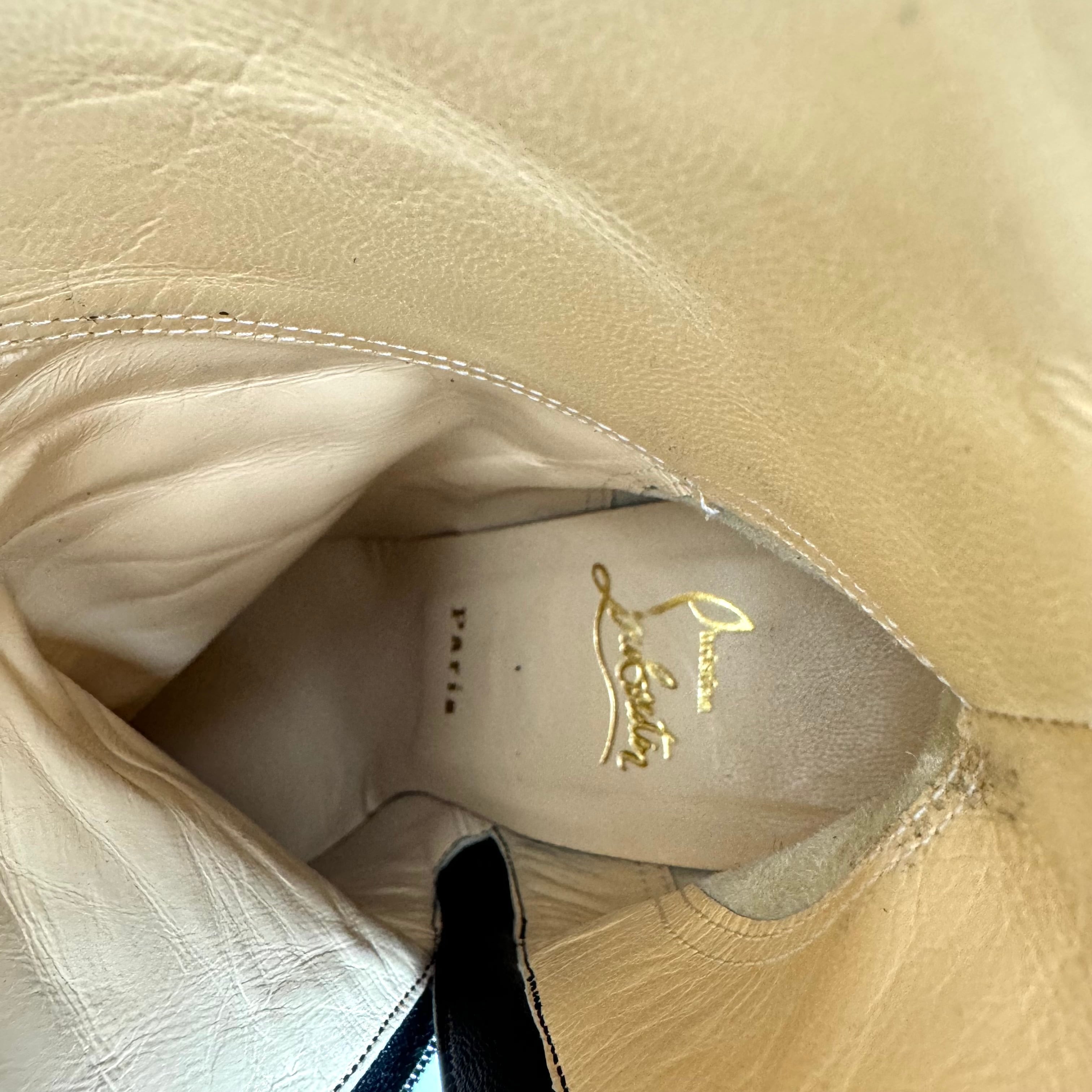 クリスチャンルブタン　ロングブーツ　ハラコ　スエード　黒　ヒョウ柄　25cm