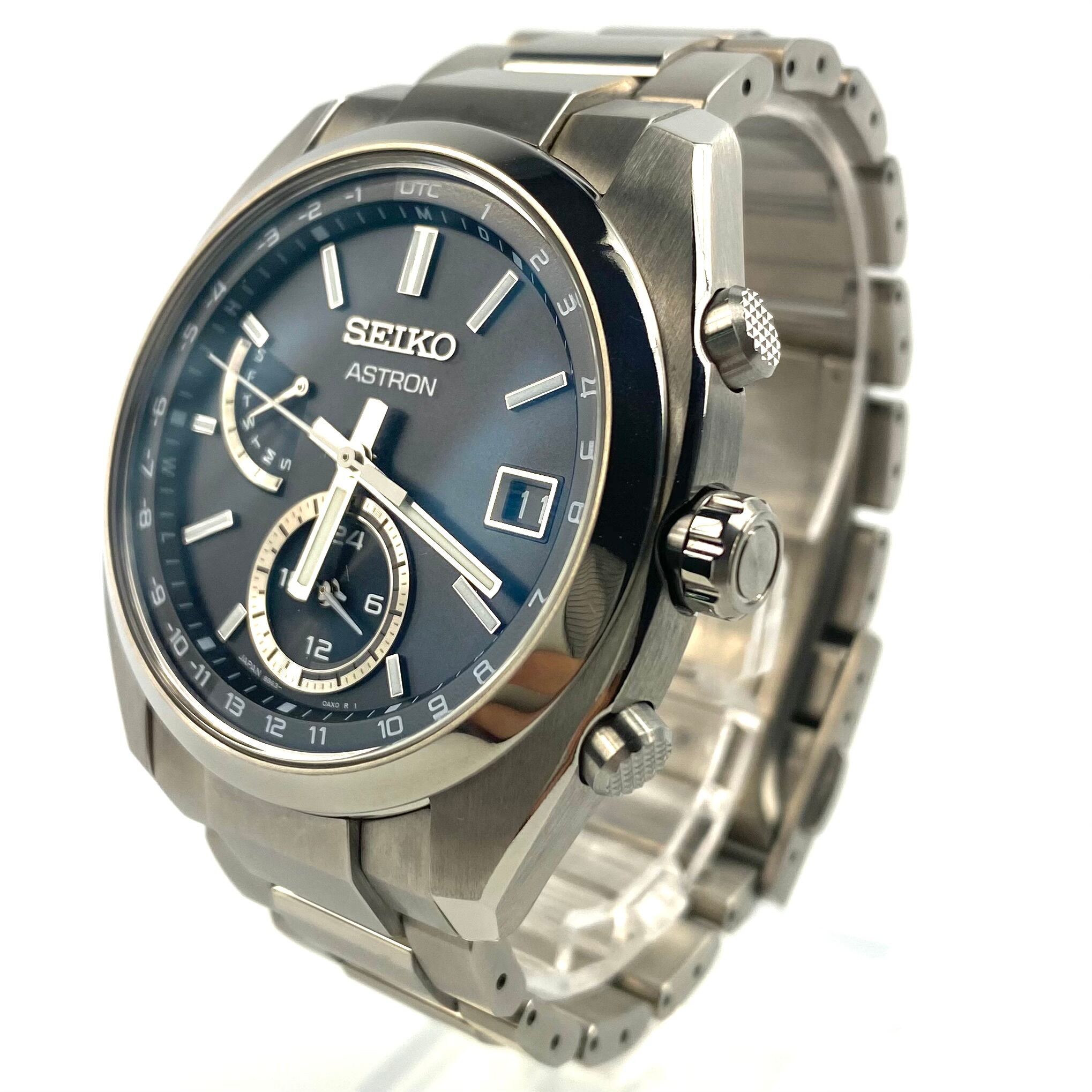 【美品】セイコー　SEIKO　アストロン　ASTRON　SBXY015　8B63-0BA0 　電波ソーラー　チタニウム　黒　デイト表示