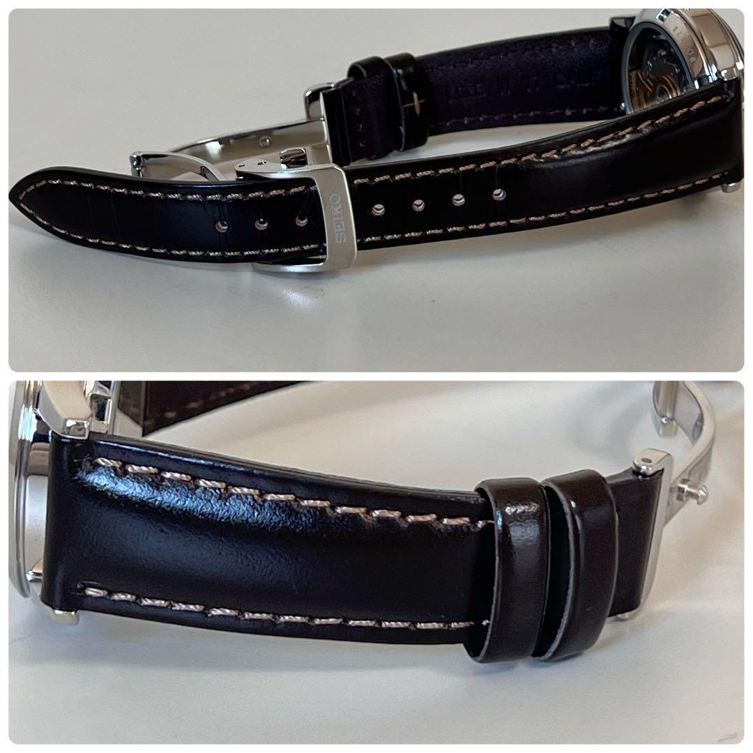 【美品】セイコー　プレサージュ　自動巻　セミスケルトン　ブラウン　ボーイズ