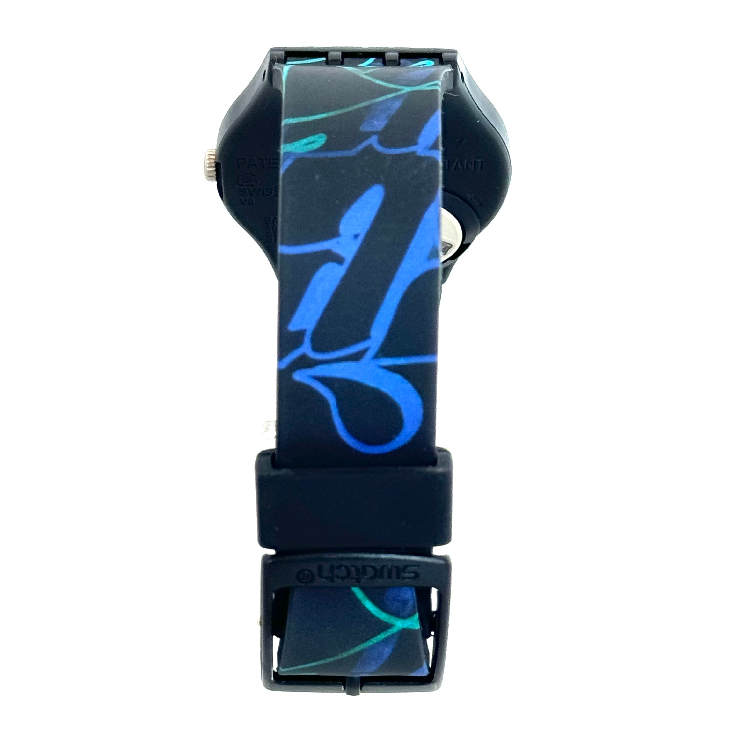 【ほぼ未使用】スウォッチ　SWATCH　ナイトクラブ　GB318　クォーツ　黒　ラバーベルト　レディース　電池交換済