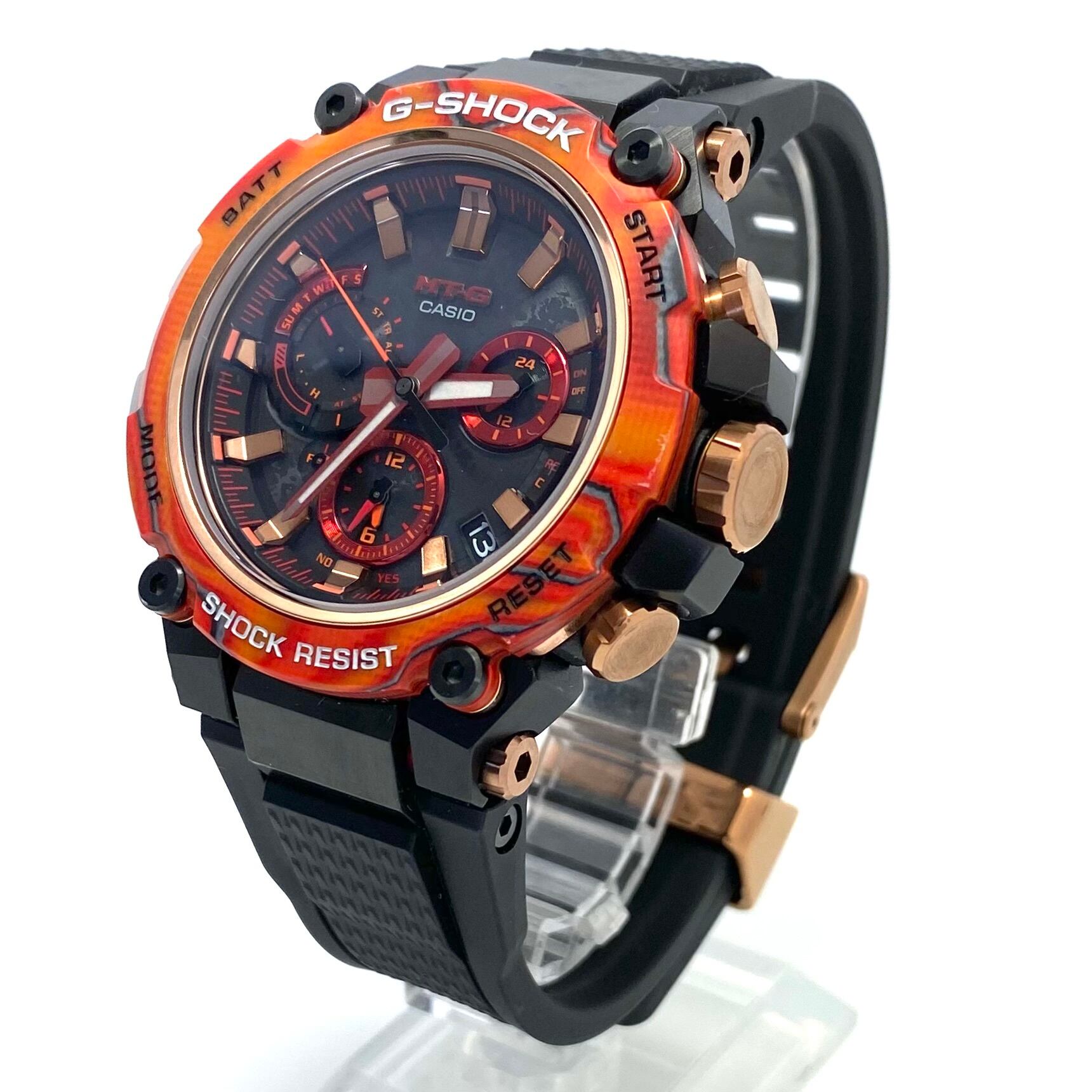 【希少・美品】カシオ　G-SHOCK　ジーショック　MT-G　MTG-B3000FR-1AJR　40周年記念限定モデル　フレアレッド　電波ソーラー　黒　モバイルリンク　デイト表示　樹脂ベルト