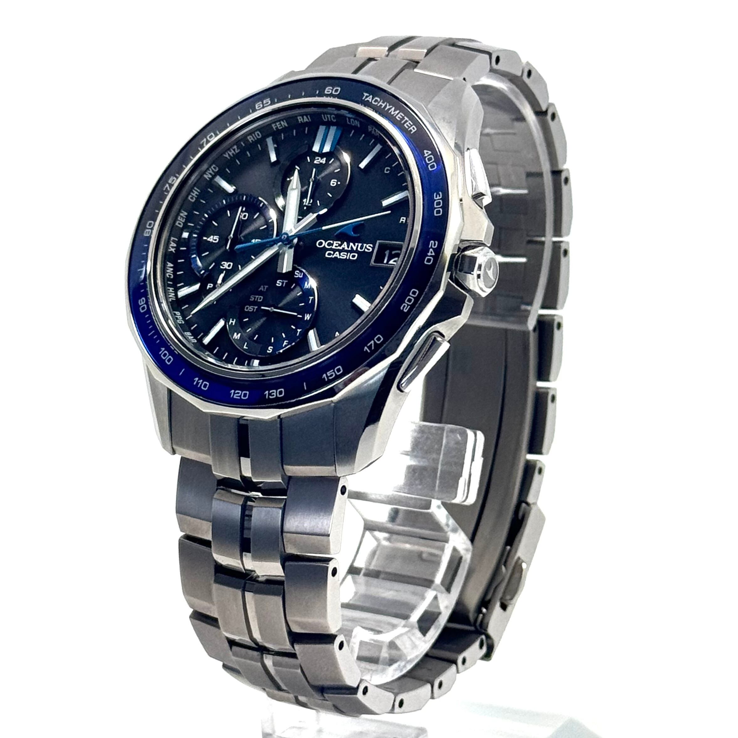 【美品】カシオ　CASIO　オシアナス　OCEANUS　Manta S7000 Series　OCW-S7000-1AJF 　電波ソーラー　モバイルリンク　デイト表示