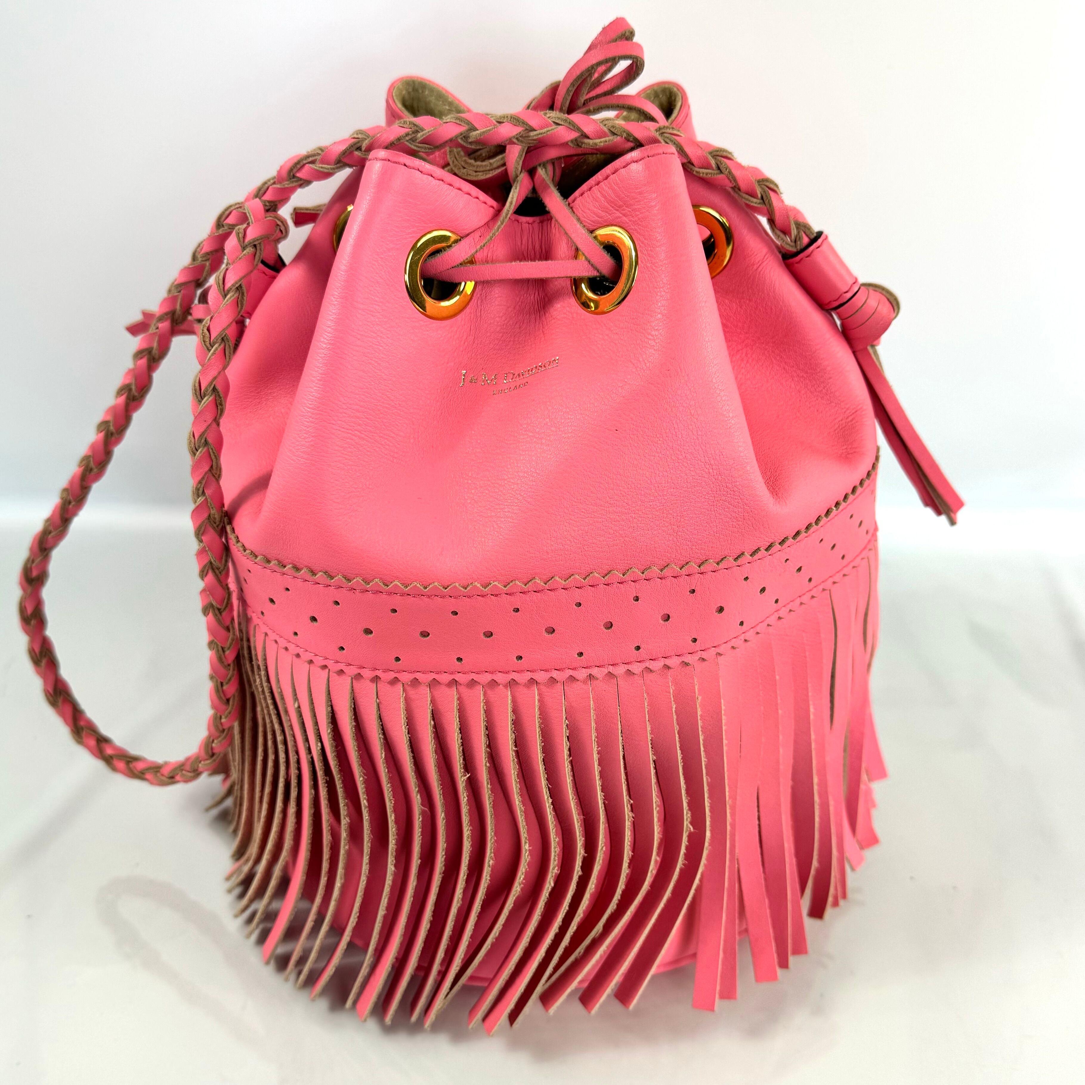 J&M DAVIDSON　カーニバル　L　ショルダーバッグ　フリンジ　ピンク